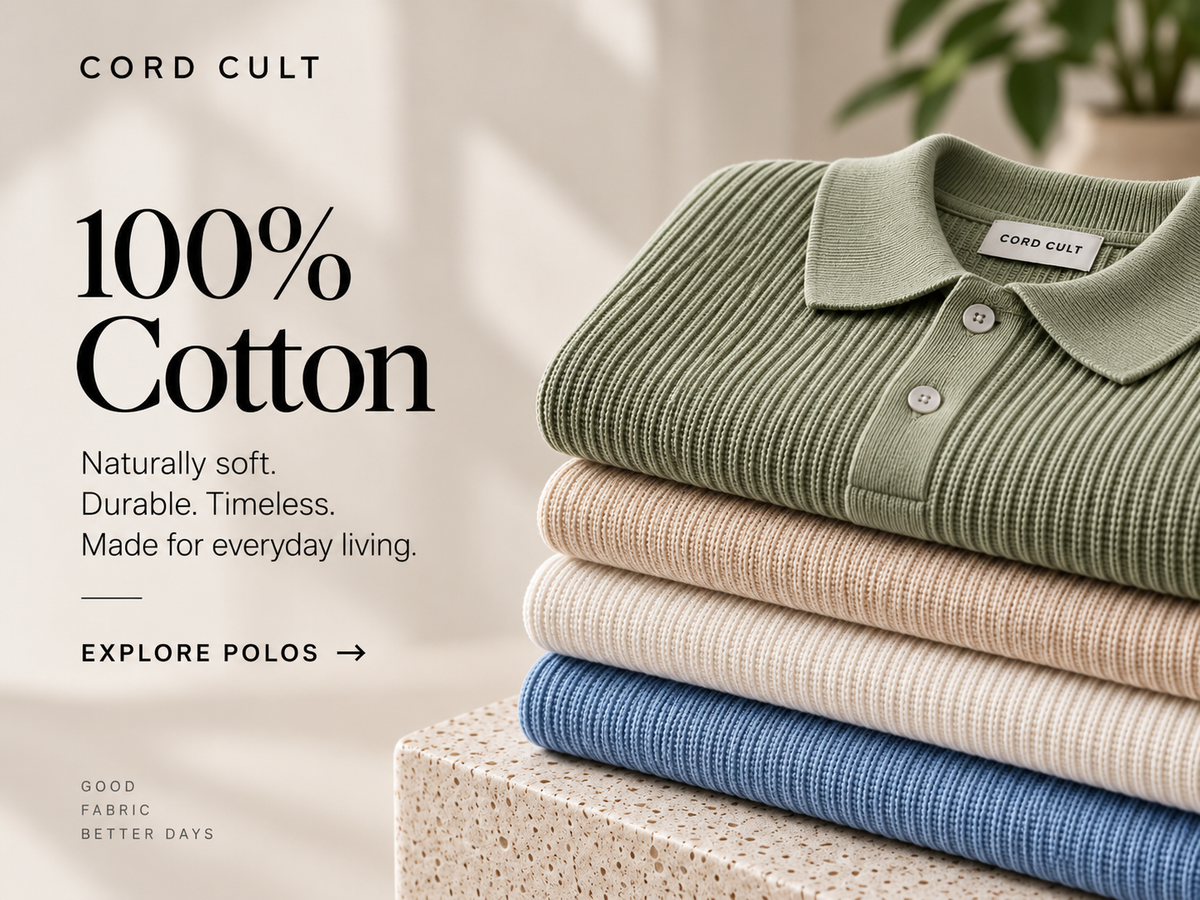 Cord Cult men's polo T-shirts campaign
