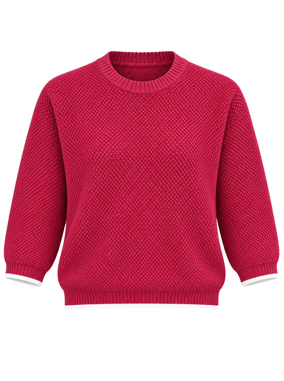 Berry Pulse Textured Crew Knit Sweater - Raspberry by Cord Cult - front view
