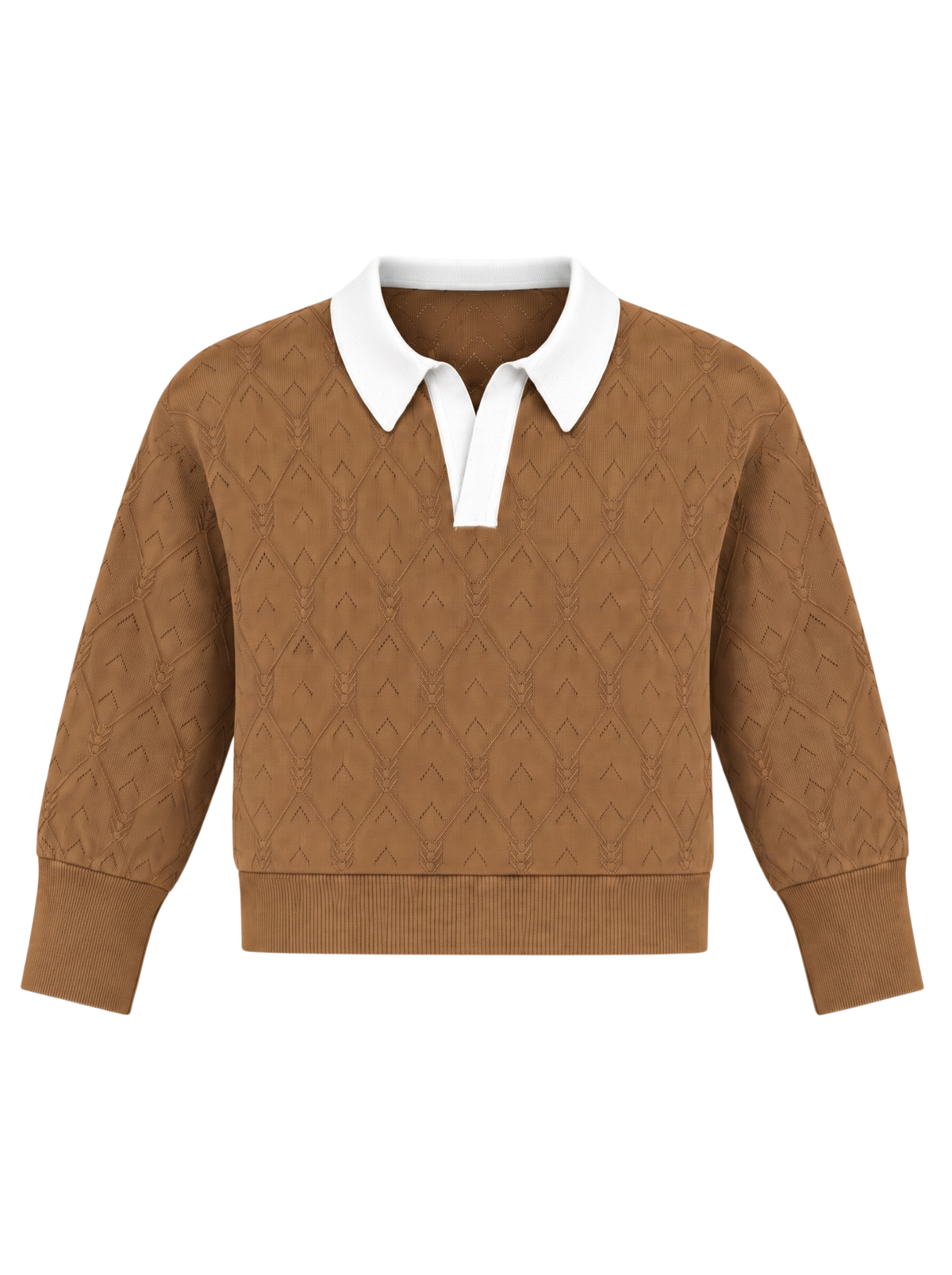 Cocoa Crest Contrast Collar Knit Pullover by Cord Cult - front view