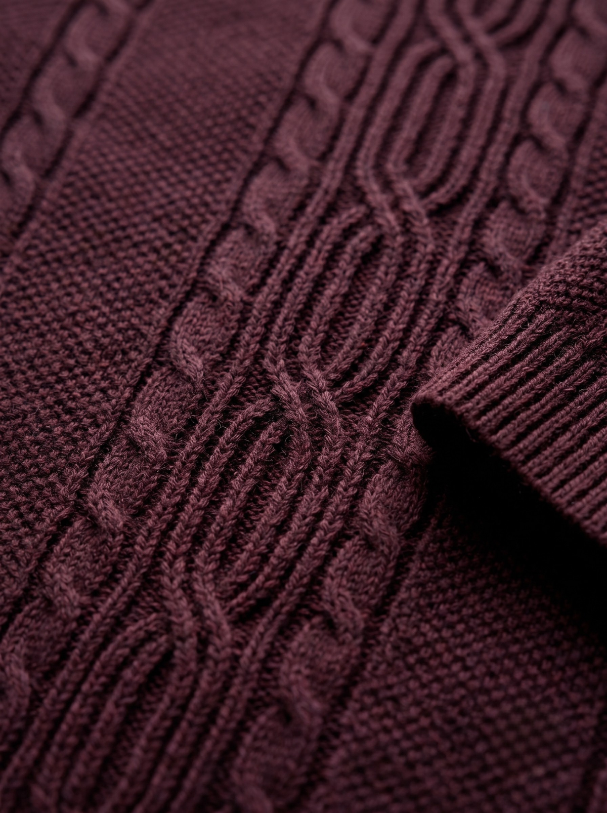 Merlot Crest Cable Knit Polo - Burgundy & White by Cord Cult - detail view