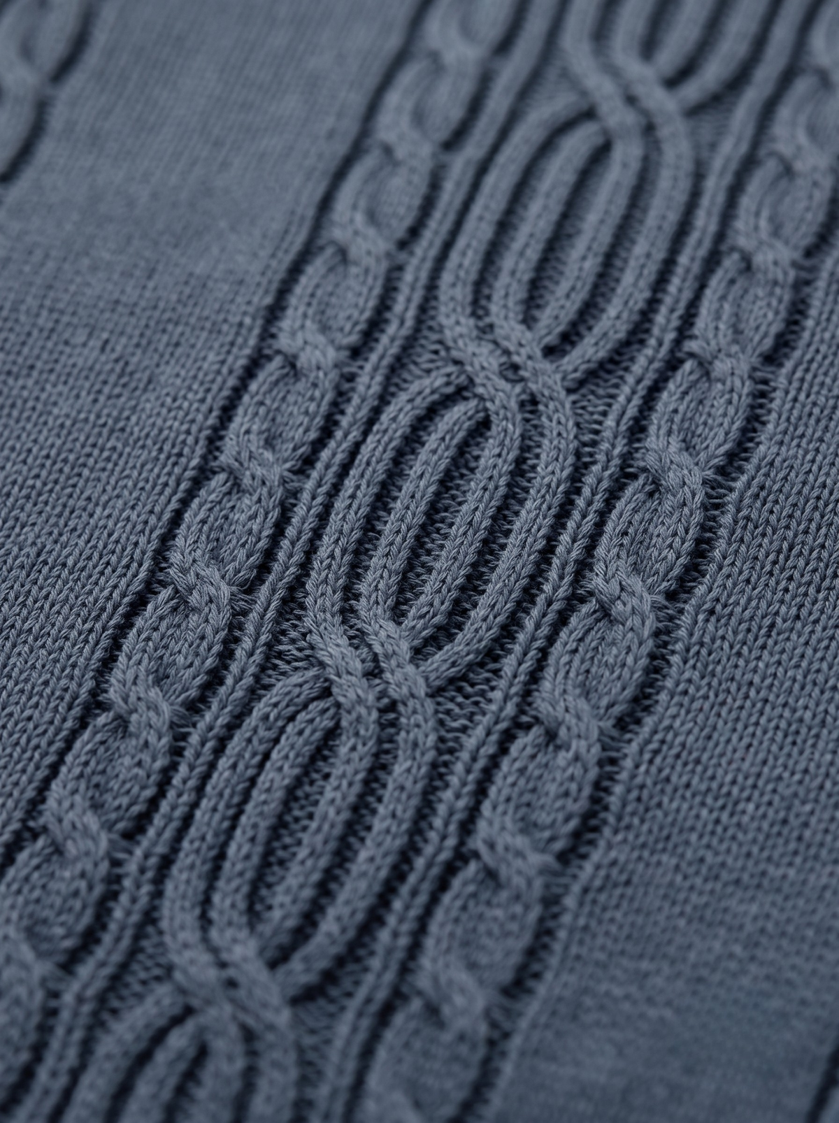 Slate Axis Cable Knit Polo - Slate Blue & Black by Cord Cult - detail view
