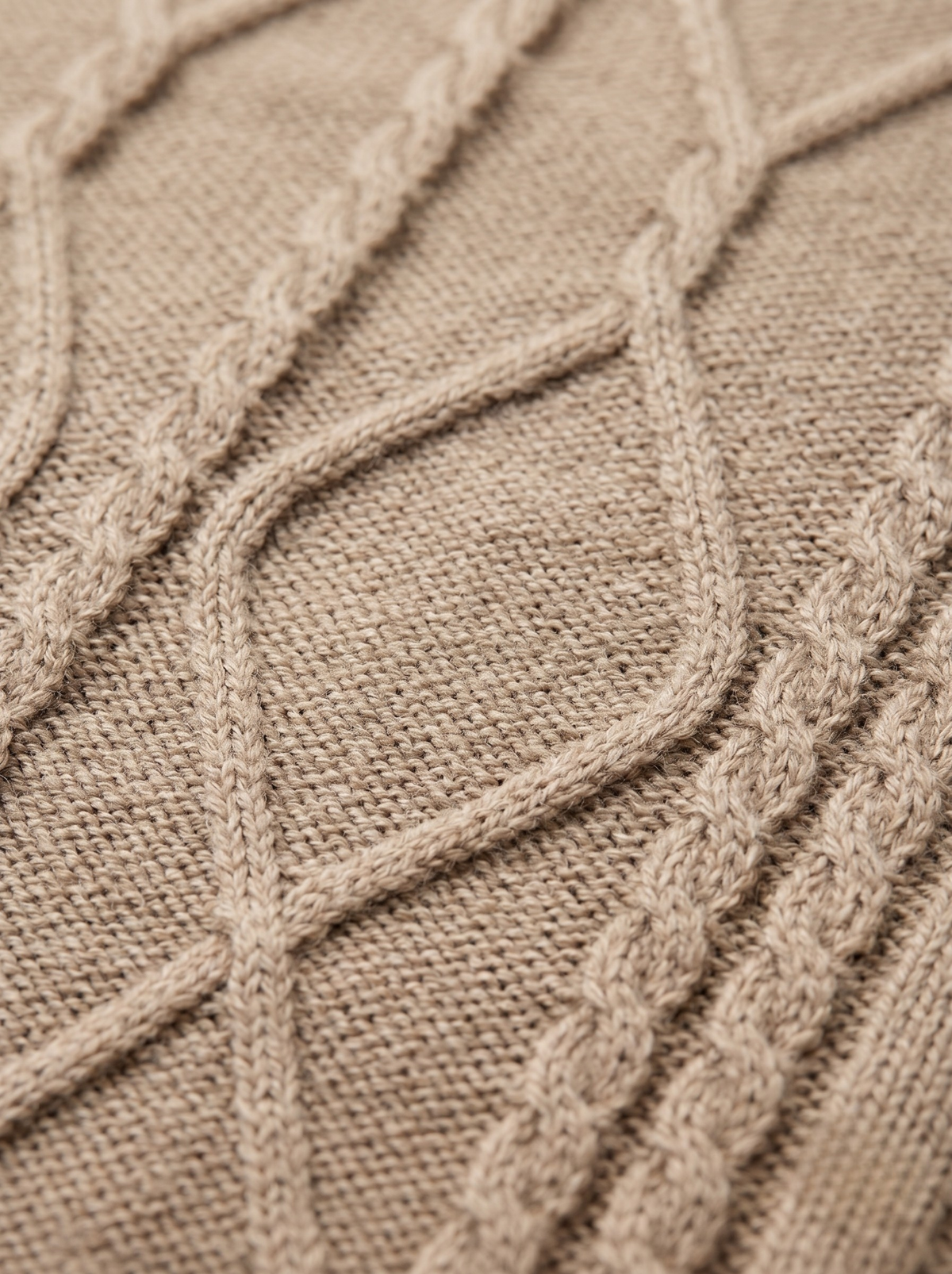 Atlas Cable Zip Knit Polo - Beige by Cord Cult - detail view