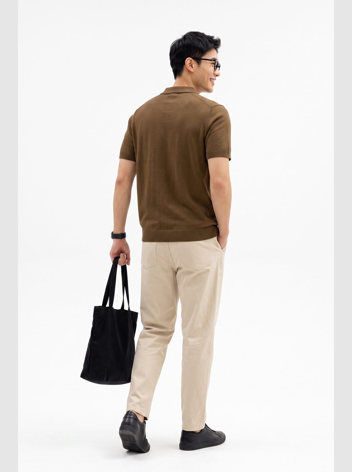 Bronze Cable Zip Knit Polo - Brown by Cord Cult - back view