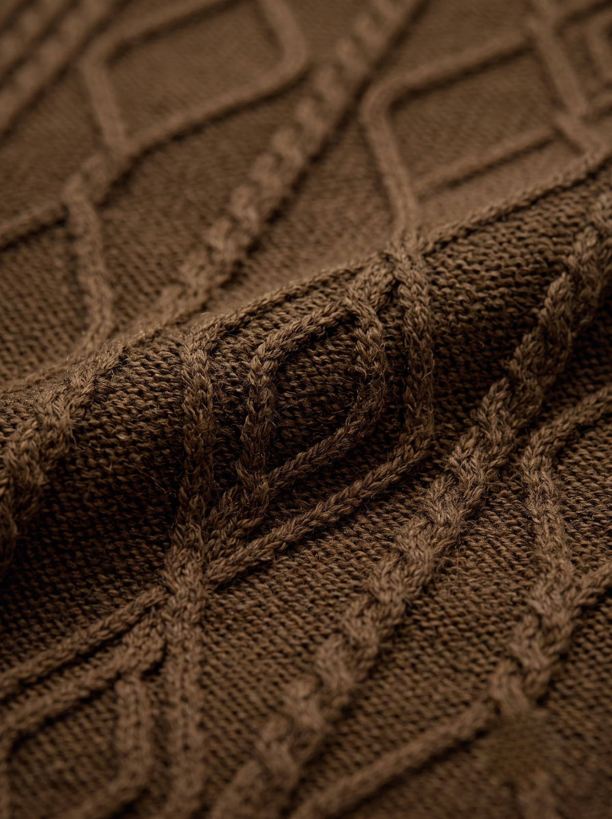 Bronze Cable Zip Knit Polo - Brown by Cord Cult - detail view