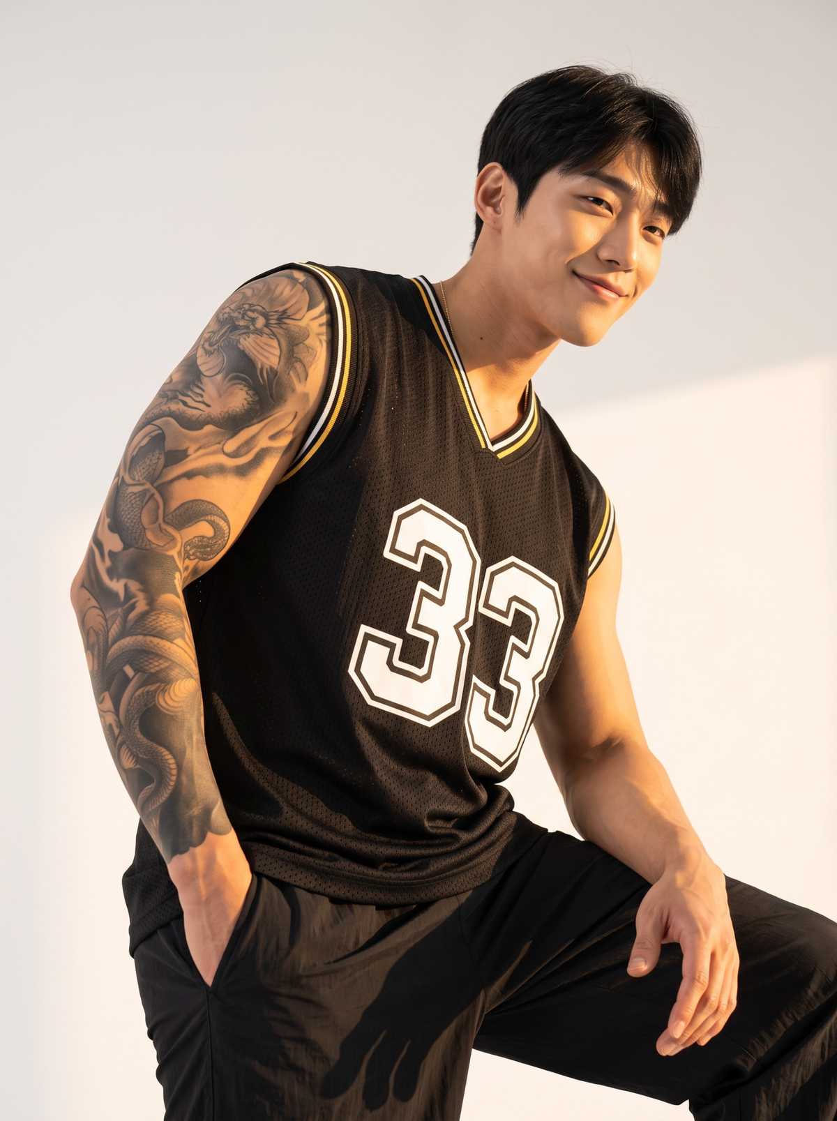 Courtline 33 Mesh Jersey Vest - Black by Cord Cult - on-model view