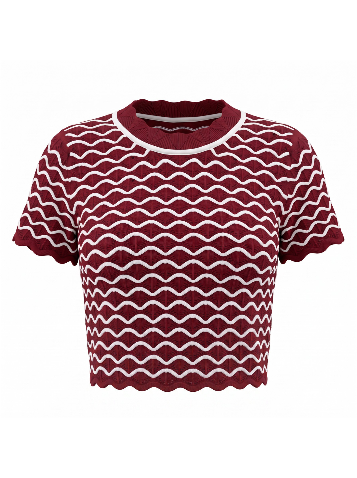 Crimson Ripple Knit Crop Top - Red by Cord Cult - front view