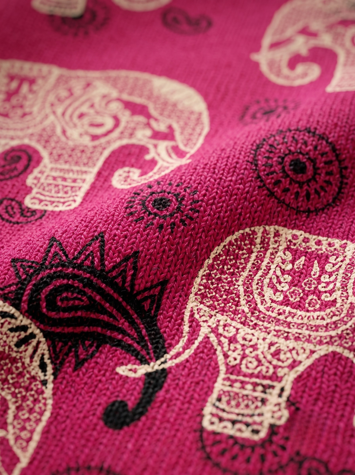 Fuchsia Orbit Elephant Paisley Polo - Fuchsia & Black by Cord Cult - detail view
