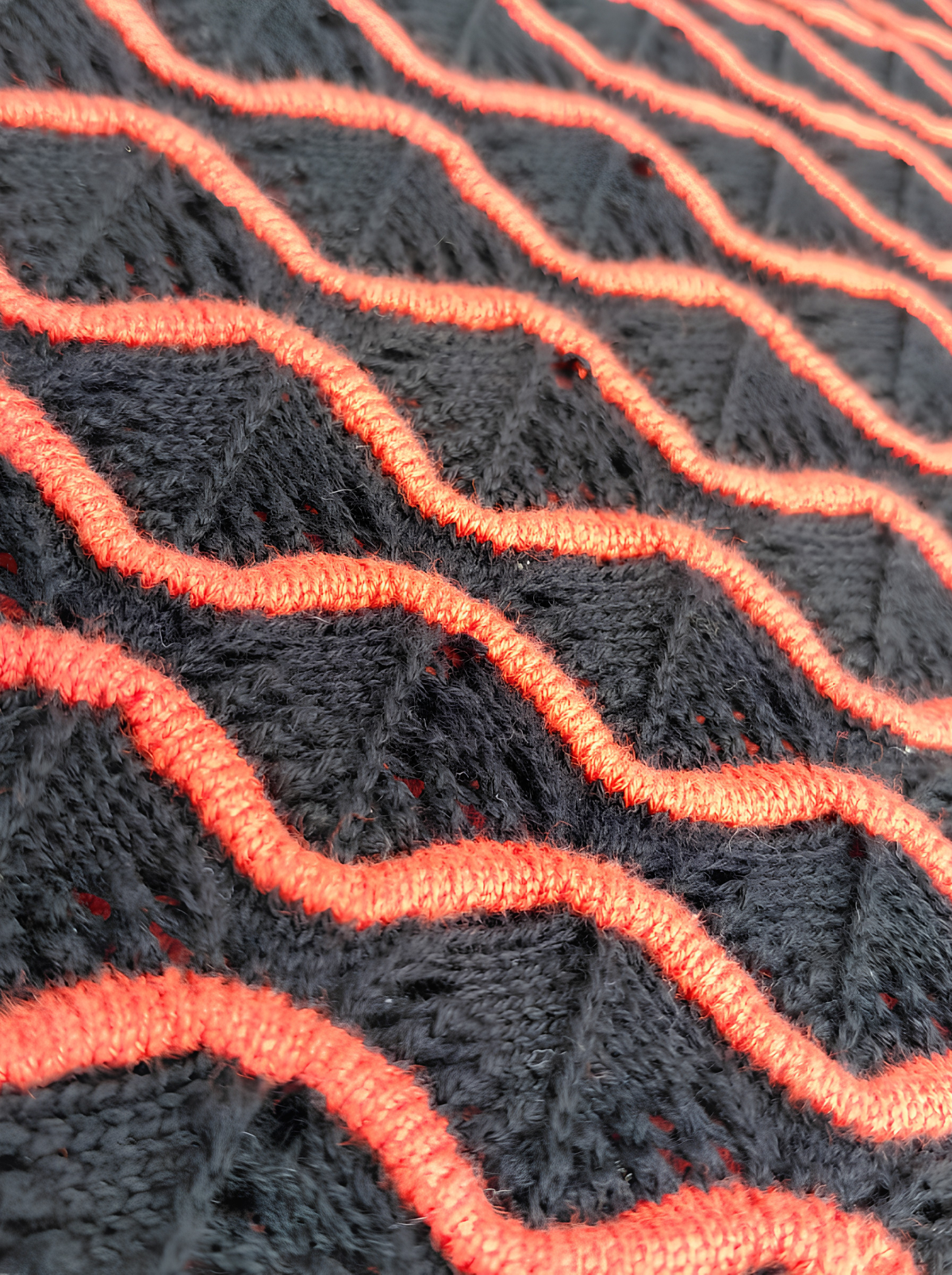Emberline Knit Crop Top - Black & Red by Cord Cult - detail view