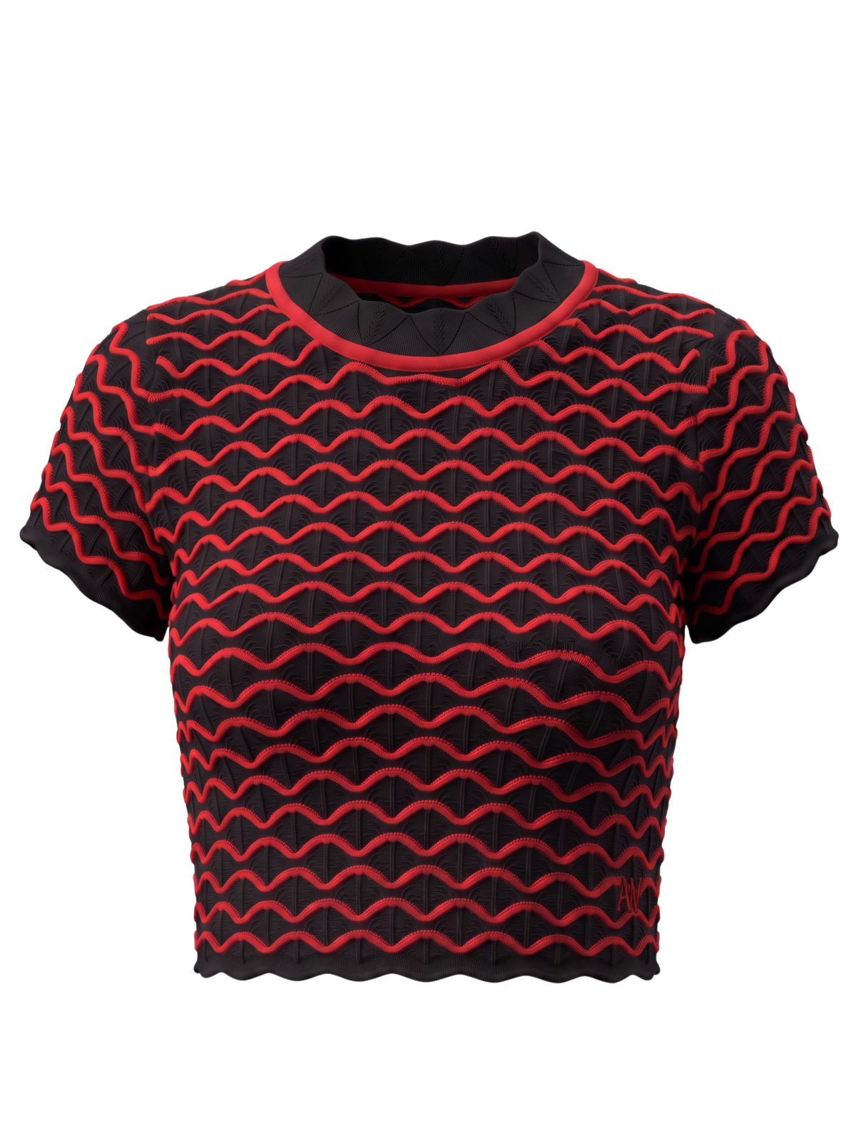 Emberline Knit Crop Top - Black & Red by Cord Cult - front view