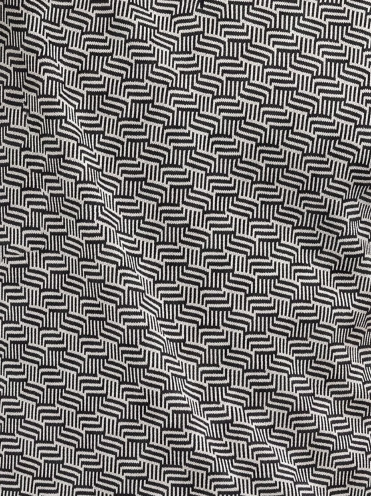 Blackstone Geometric Knit Polo - Black & Grey by Cord Cult - detail view