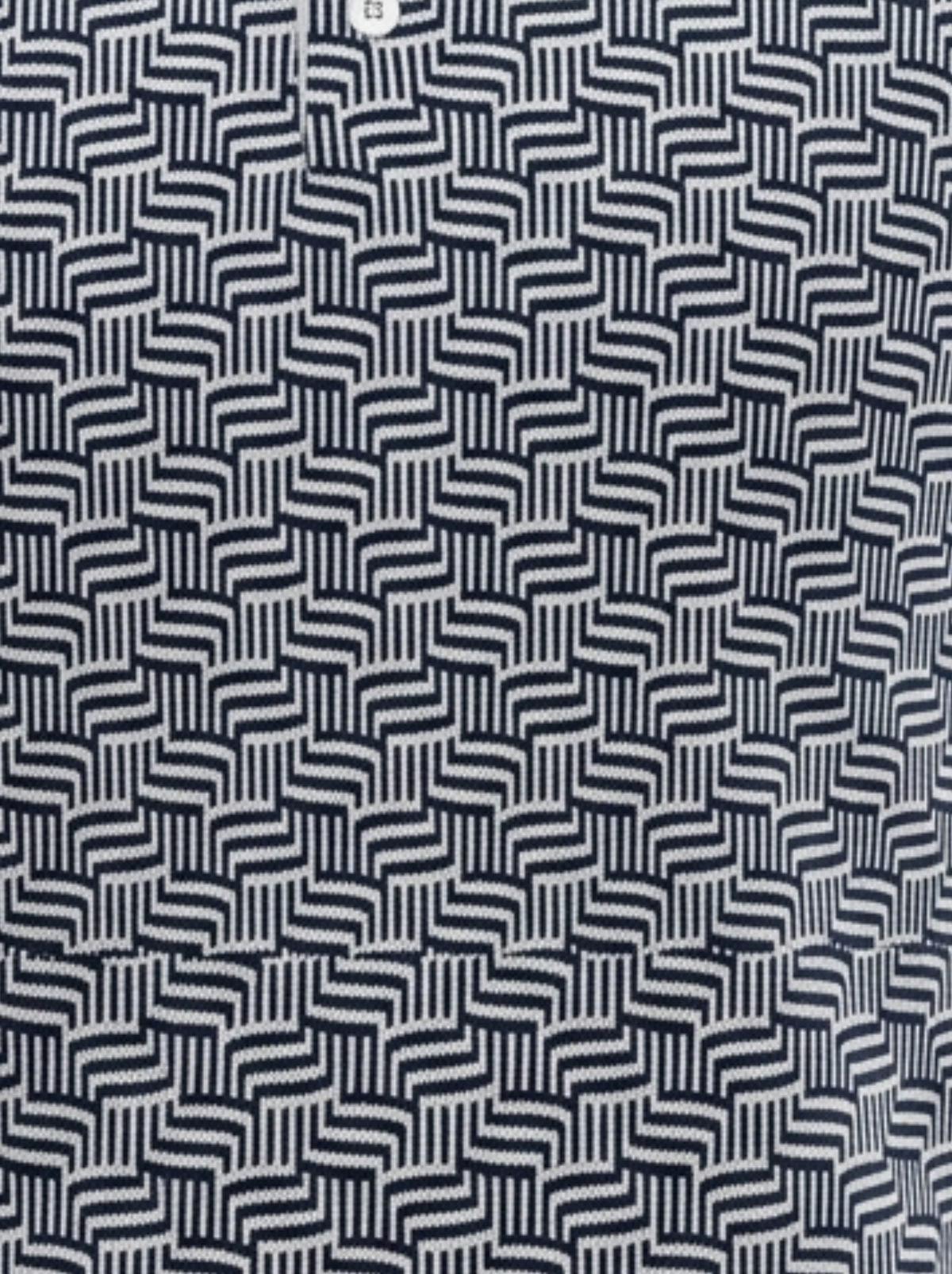 Harbor Grid Geometric Knit Polo - Navy & White by Cord Cult - detail view