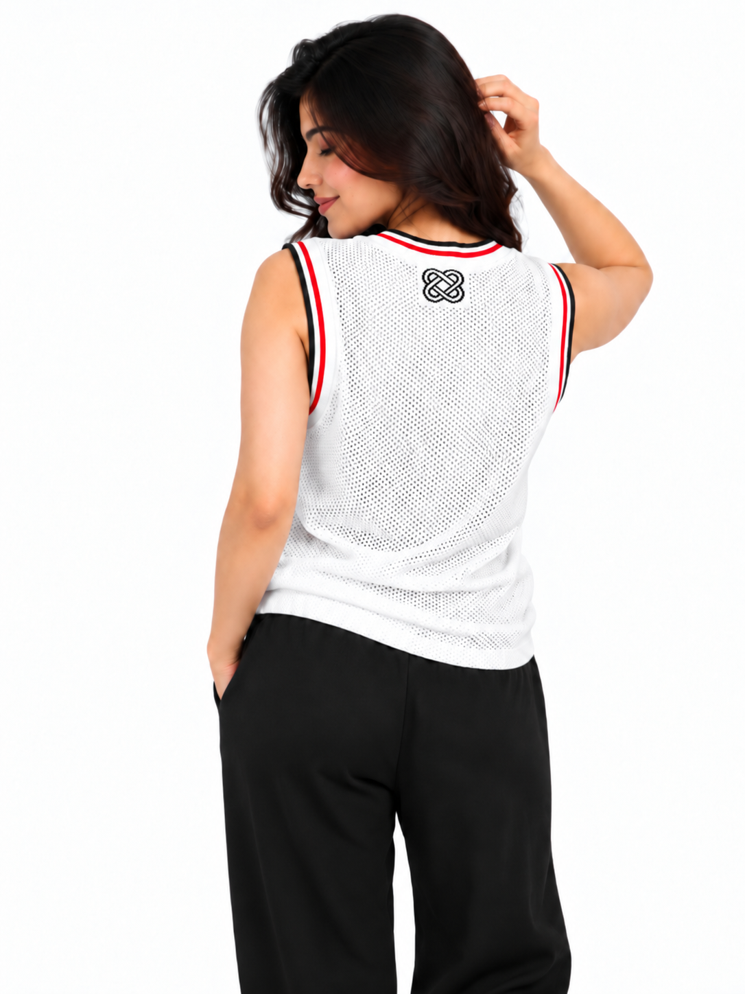 Halo 33 Varsity V-Neck Mesh Vest - White by Cord Cult - additional product view