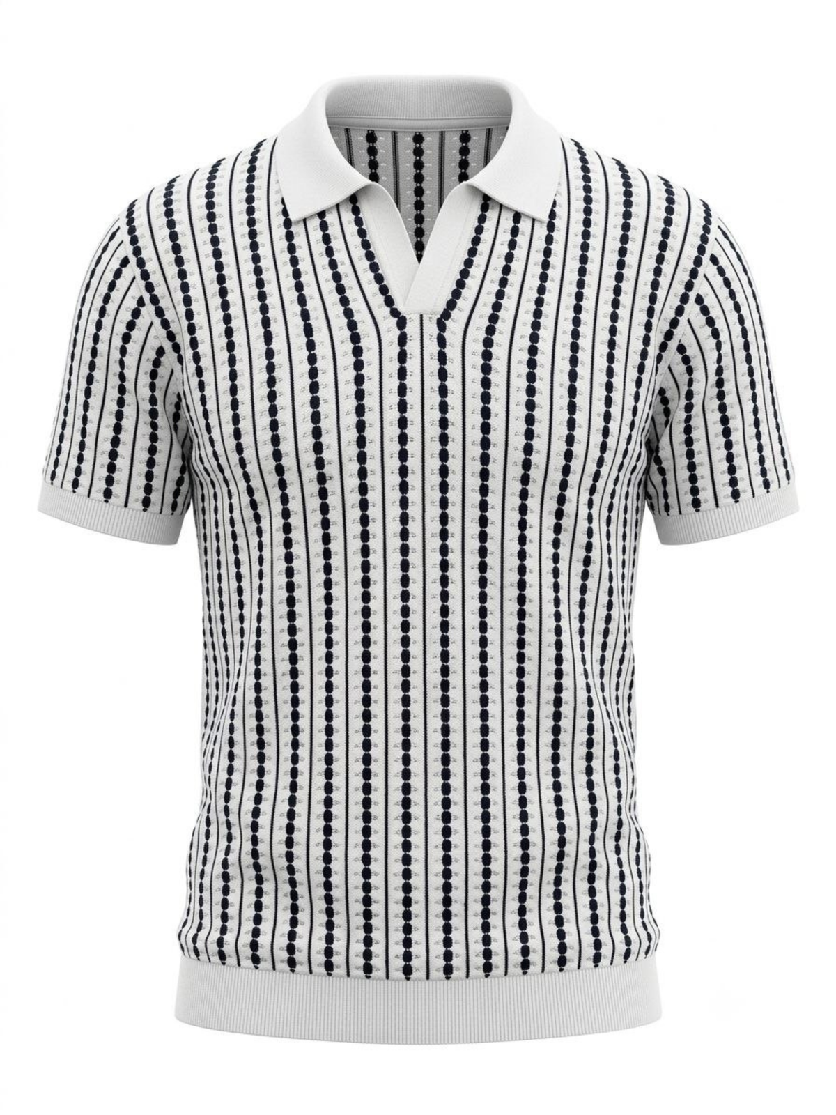 Harbor Dotline Knit Polo - White & Navy by Cord Cult - front view