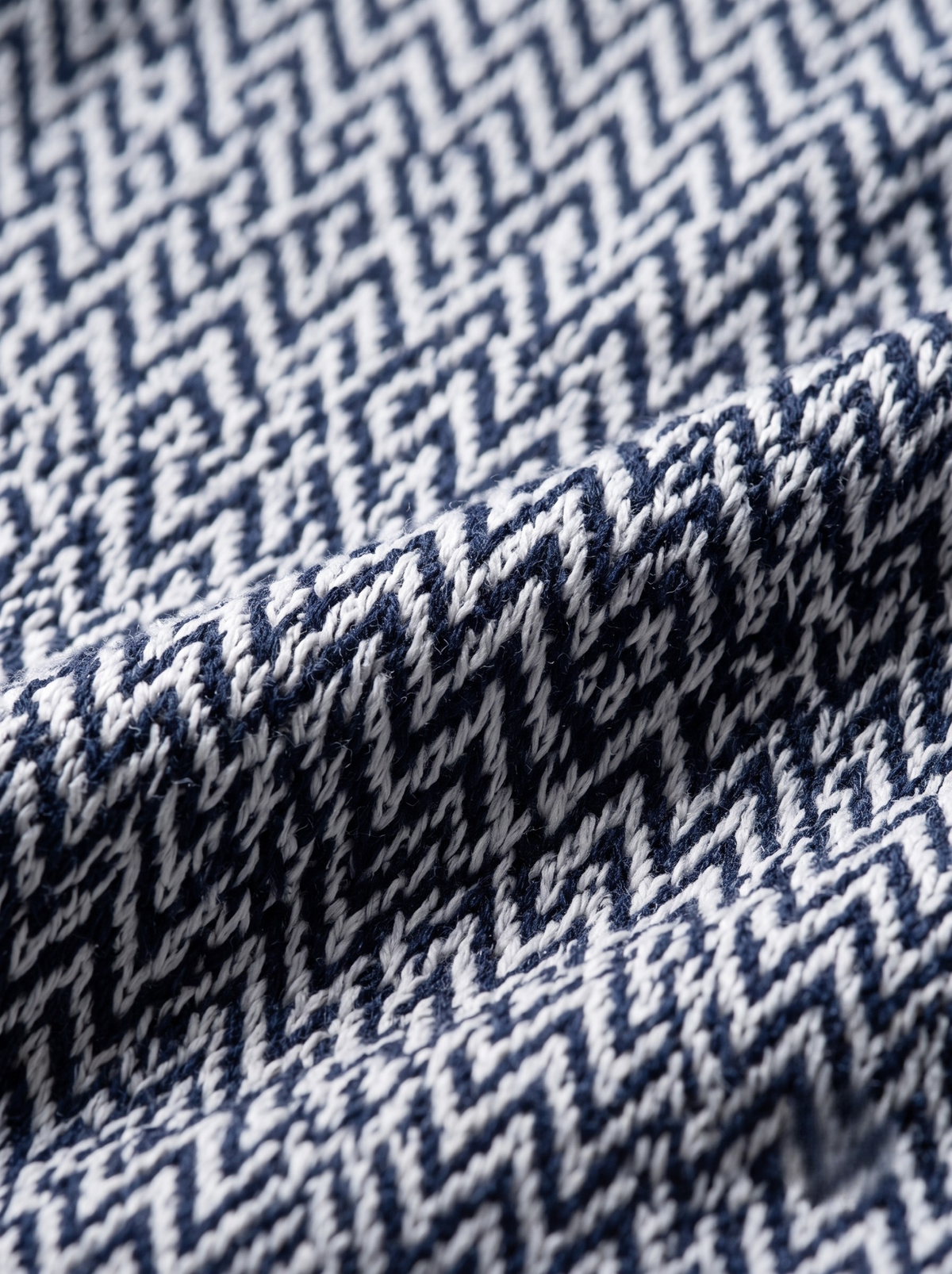 Harbor Micro Chevron Knit Polo - Navy & White by Cord Cult - detail view