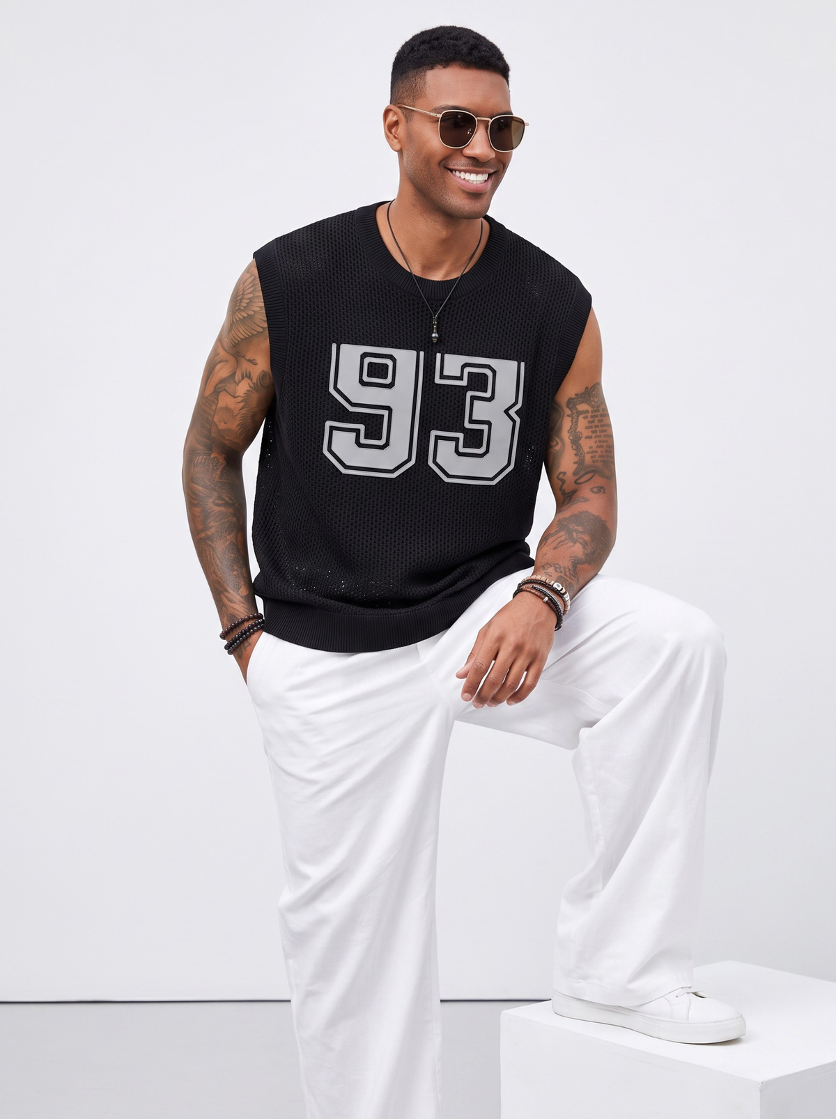 No.93 Varsity Mesh Vest by Cord Cult - styled view