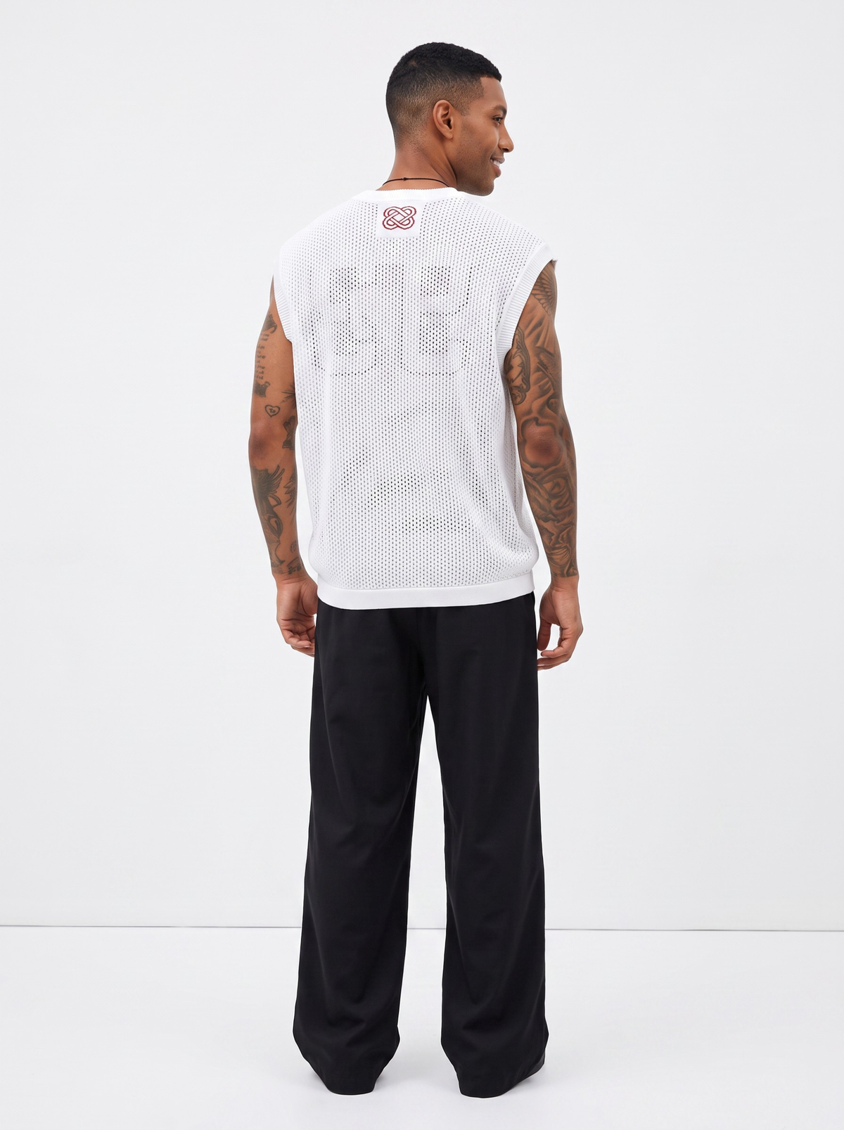Redline 93 Mesh Sleeveless Vest - White by Cord Cult - back view