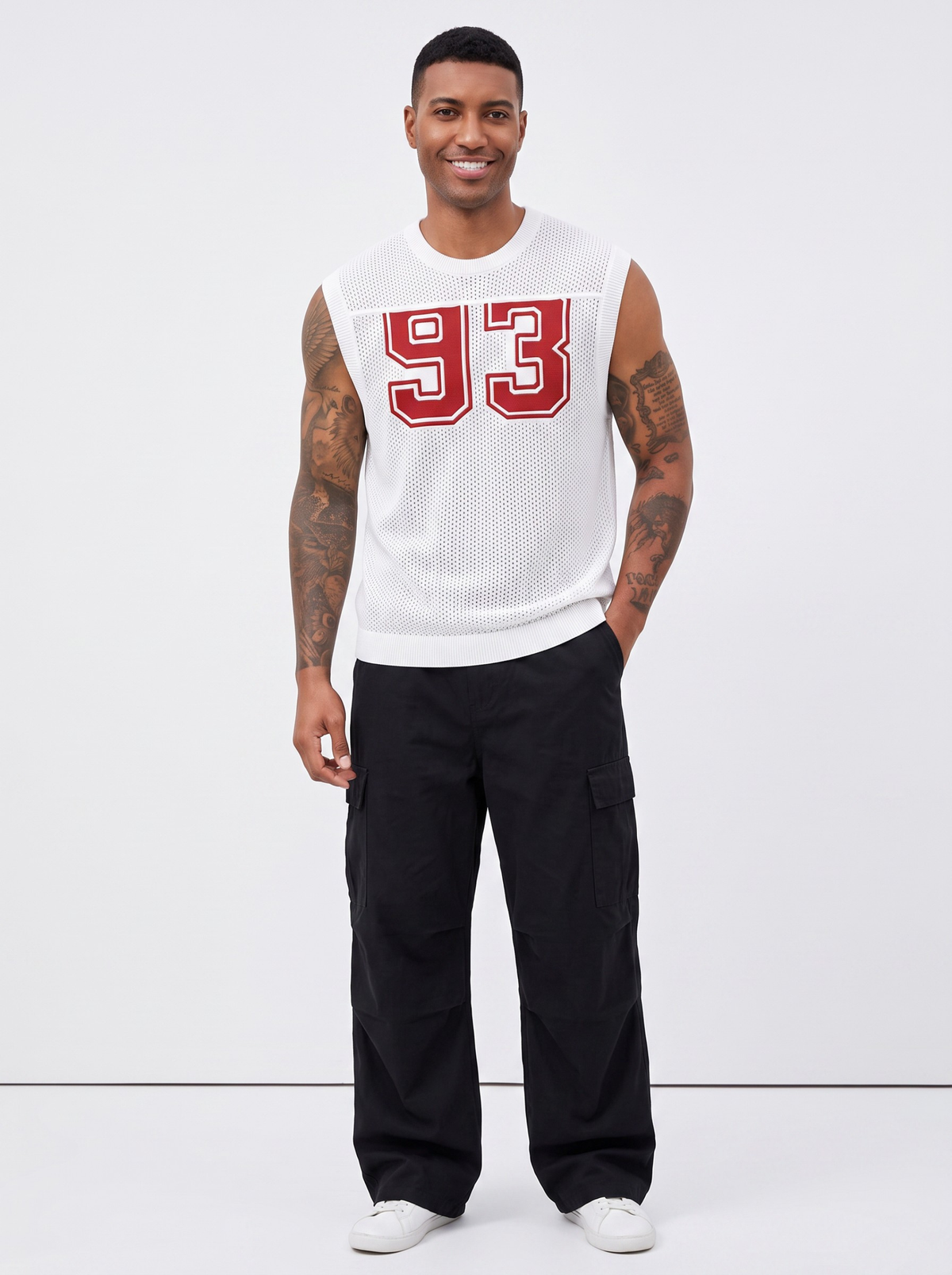 Redline 93 Mesh Sleeveless Vest - White by Cord Cult - side view