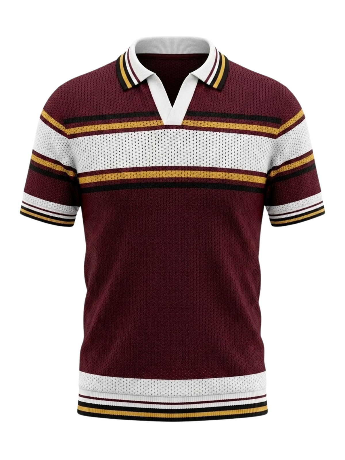 Merlot Retro Stripe Knit Polo - Burgundy by Cord Cult - front view