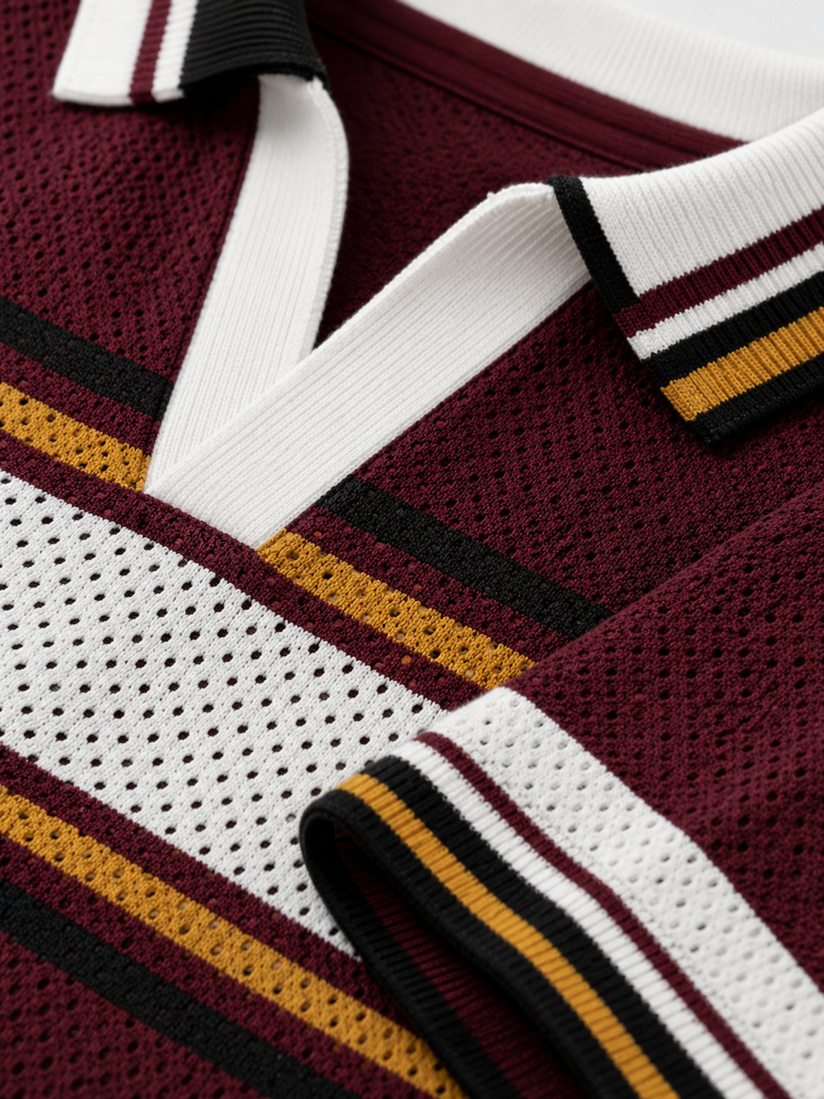 Merlot Retro Stripe Knit Polo - Burgundy by Cord Cult - back view