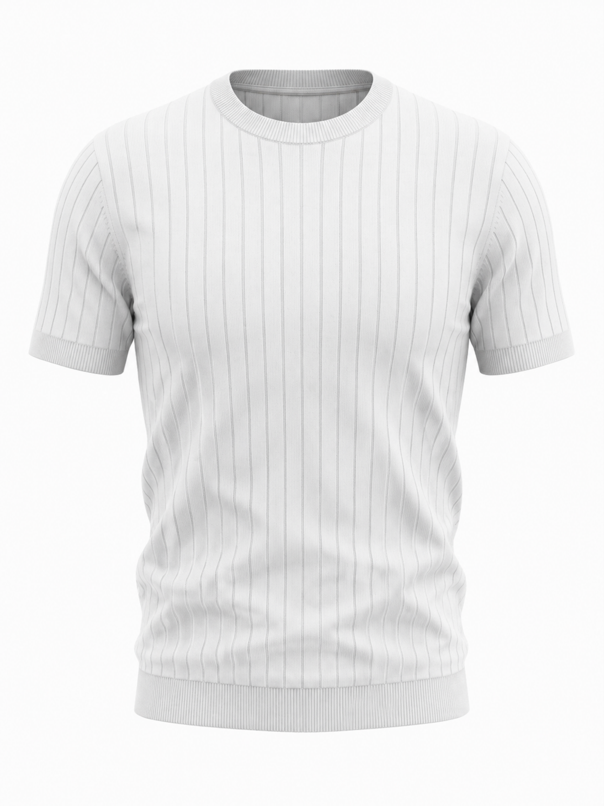 Polar Ribbed Crew Neck Knit T-Shirt - White by Cord Cult - front view