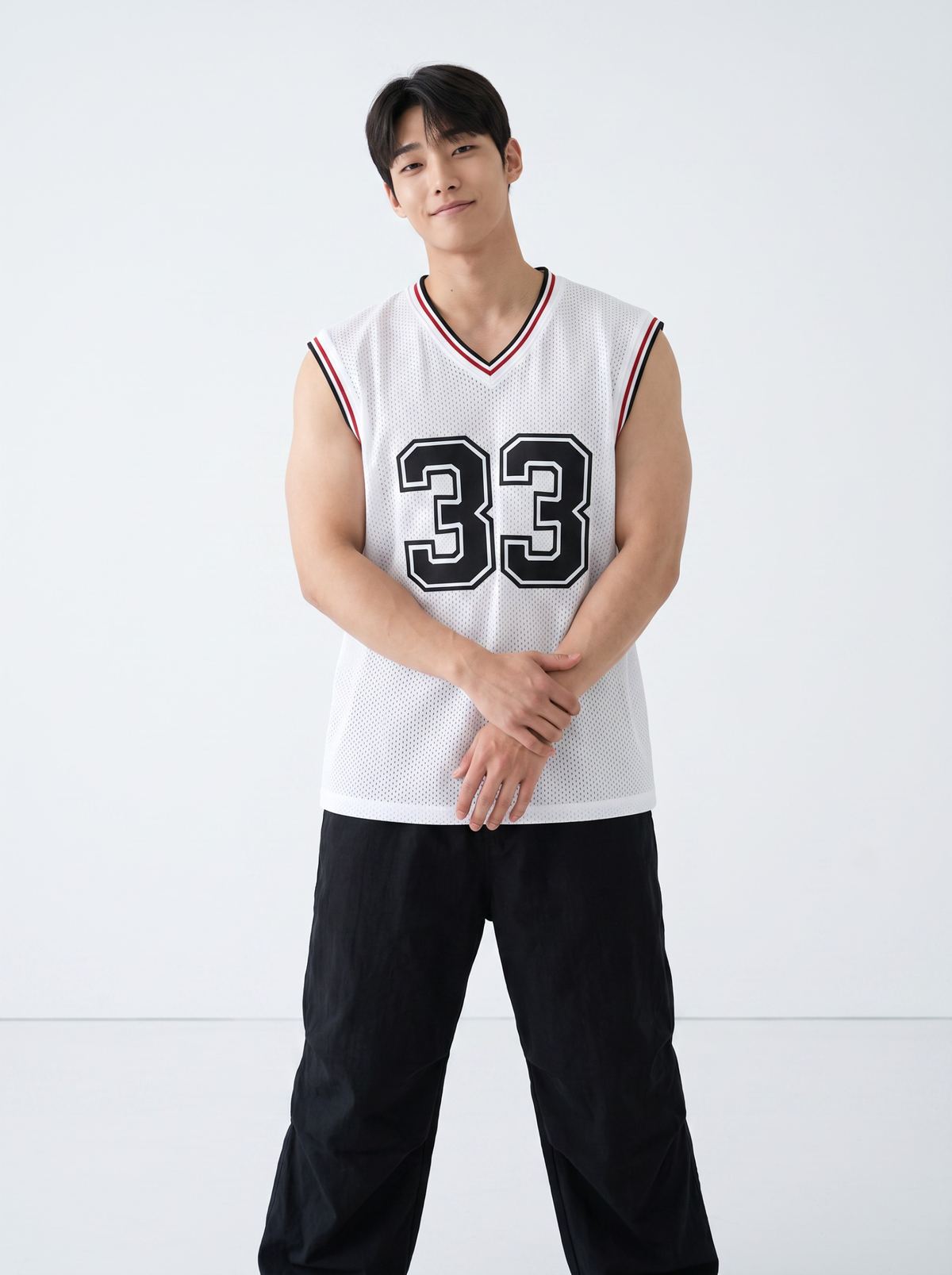Rival 33 V-Neck Mesh Vest - White by Cord Cult - on-model view