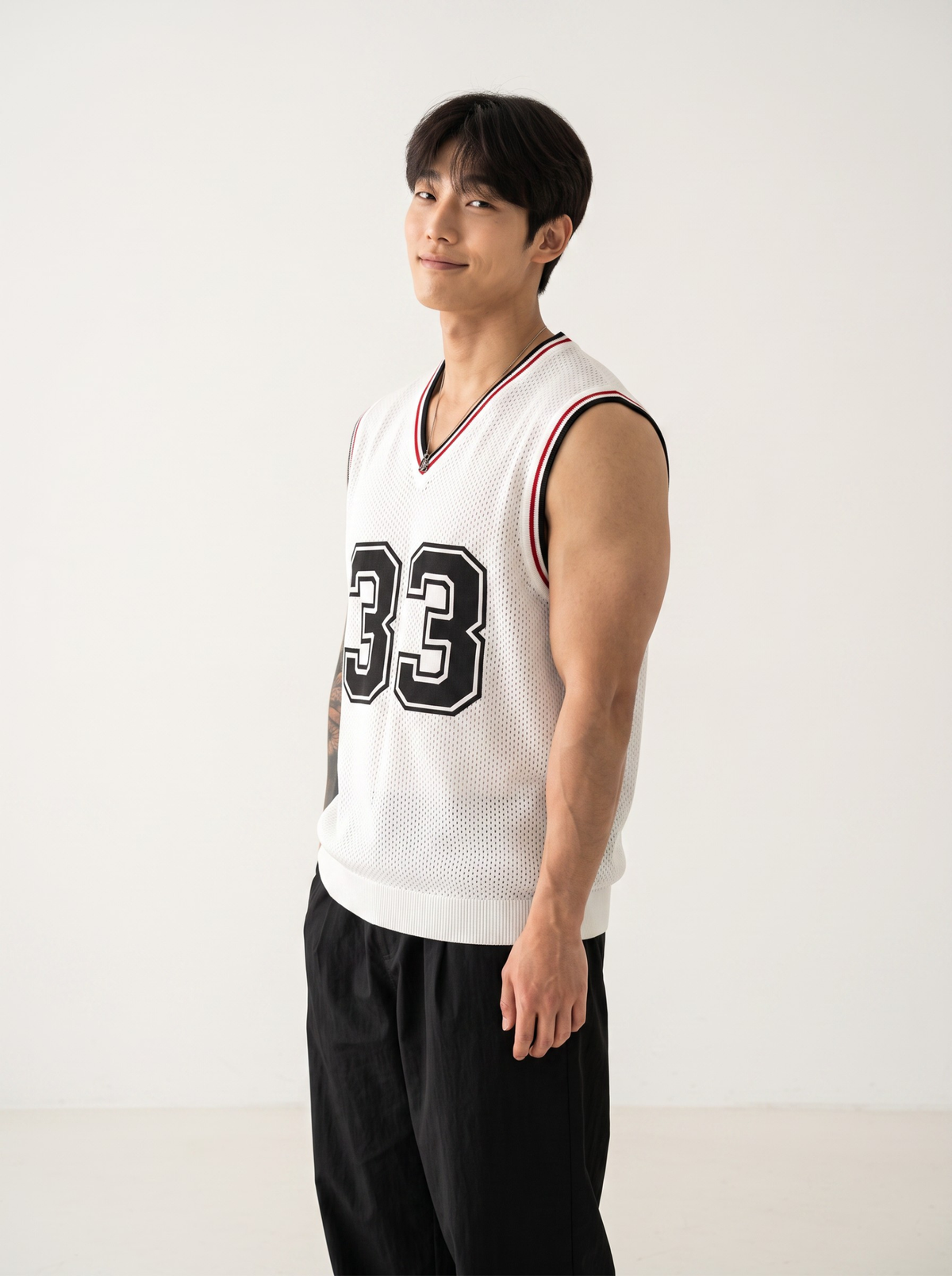 Rival 33 V-Neck Mesh Vest - White by Cord Cult - side view