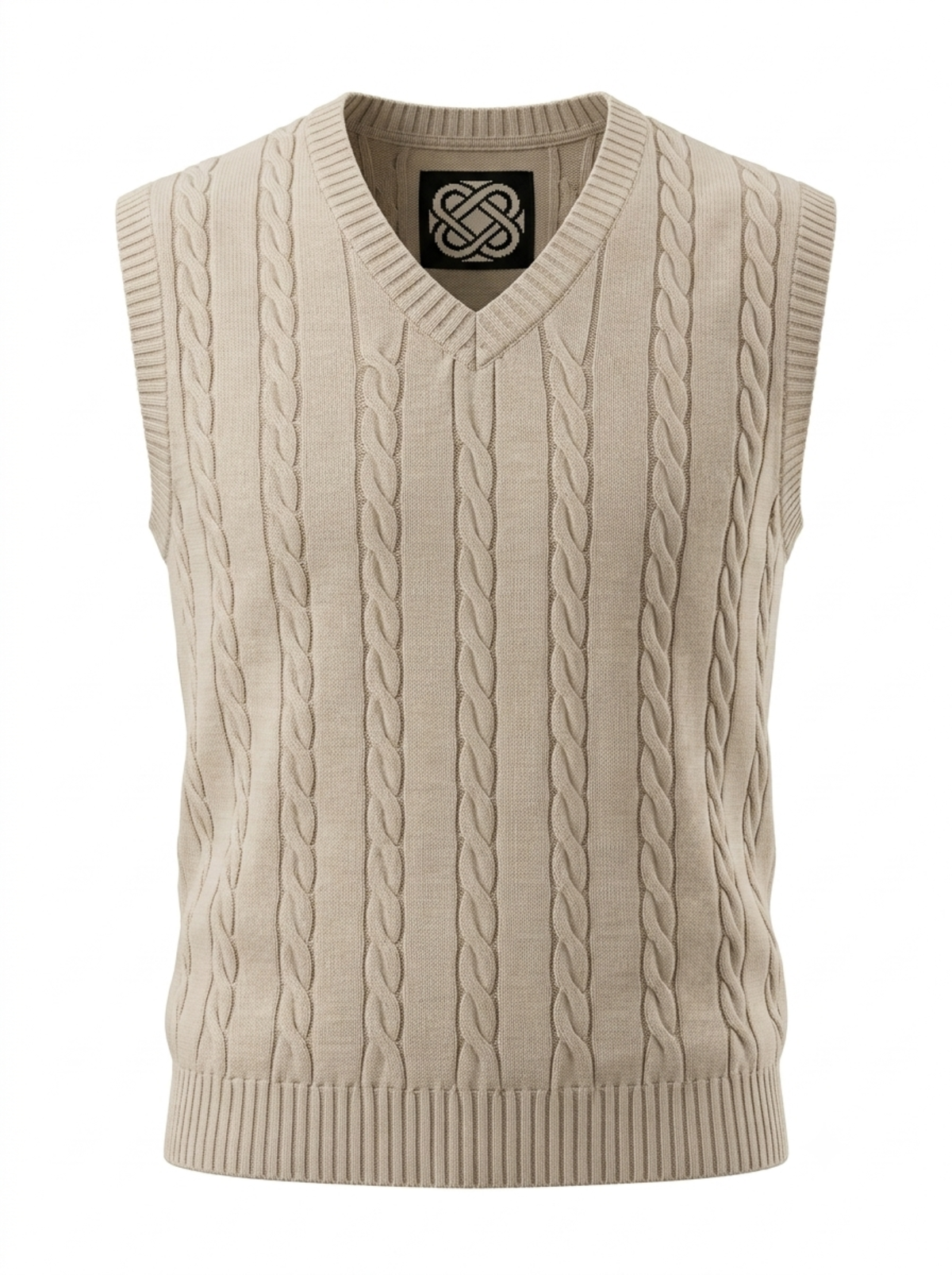 Sandstone Cable Knit Vest - Beige by Cord Cult - front view