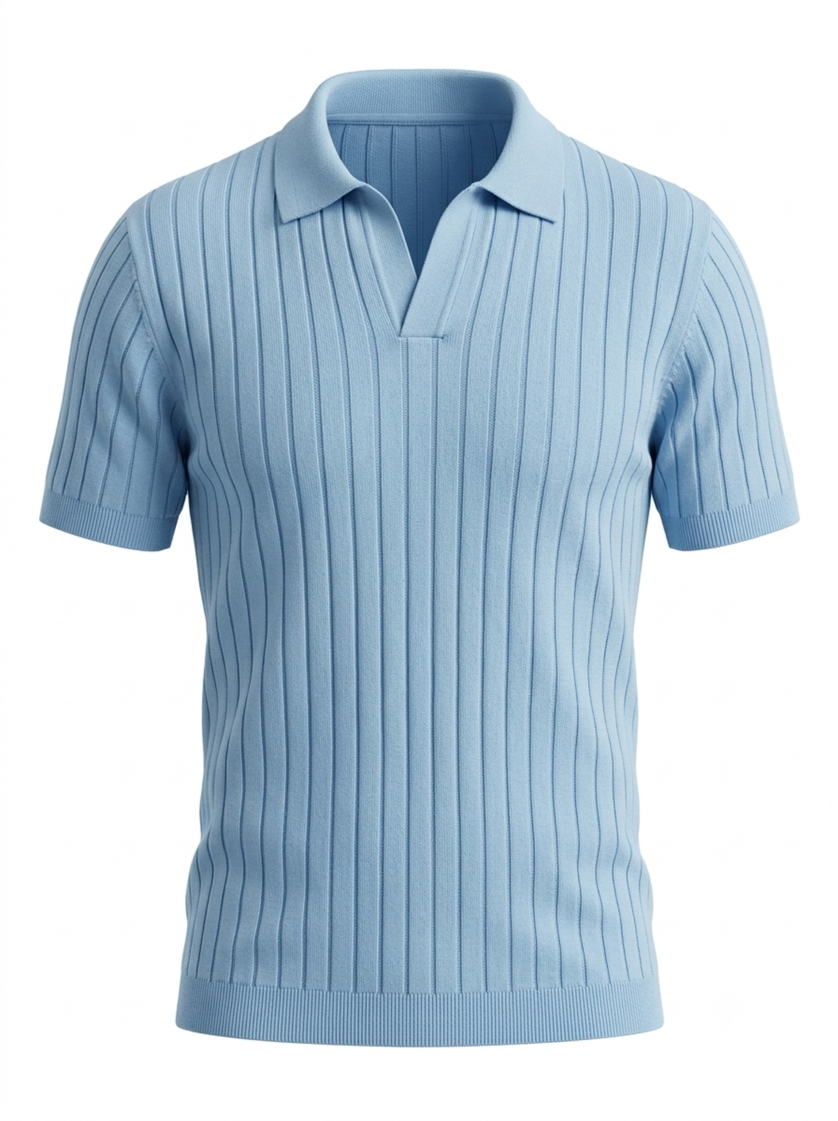 Aero Vertical Rib Knit Polo - Sky Blue by Cord Cult - front view