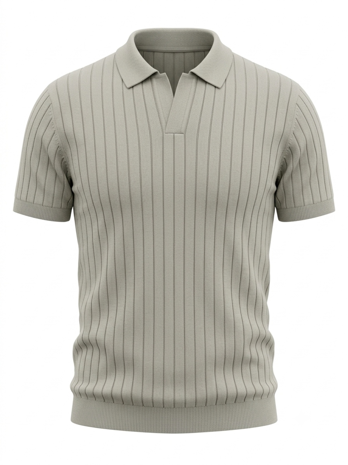 Monolith Vertical Rib Knit Polo - Stone by Cord Cult - front view