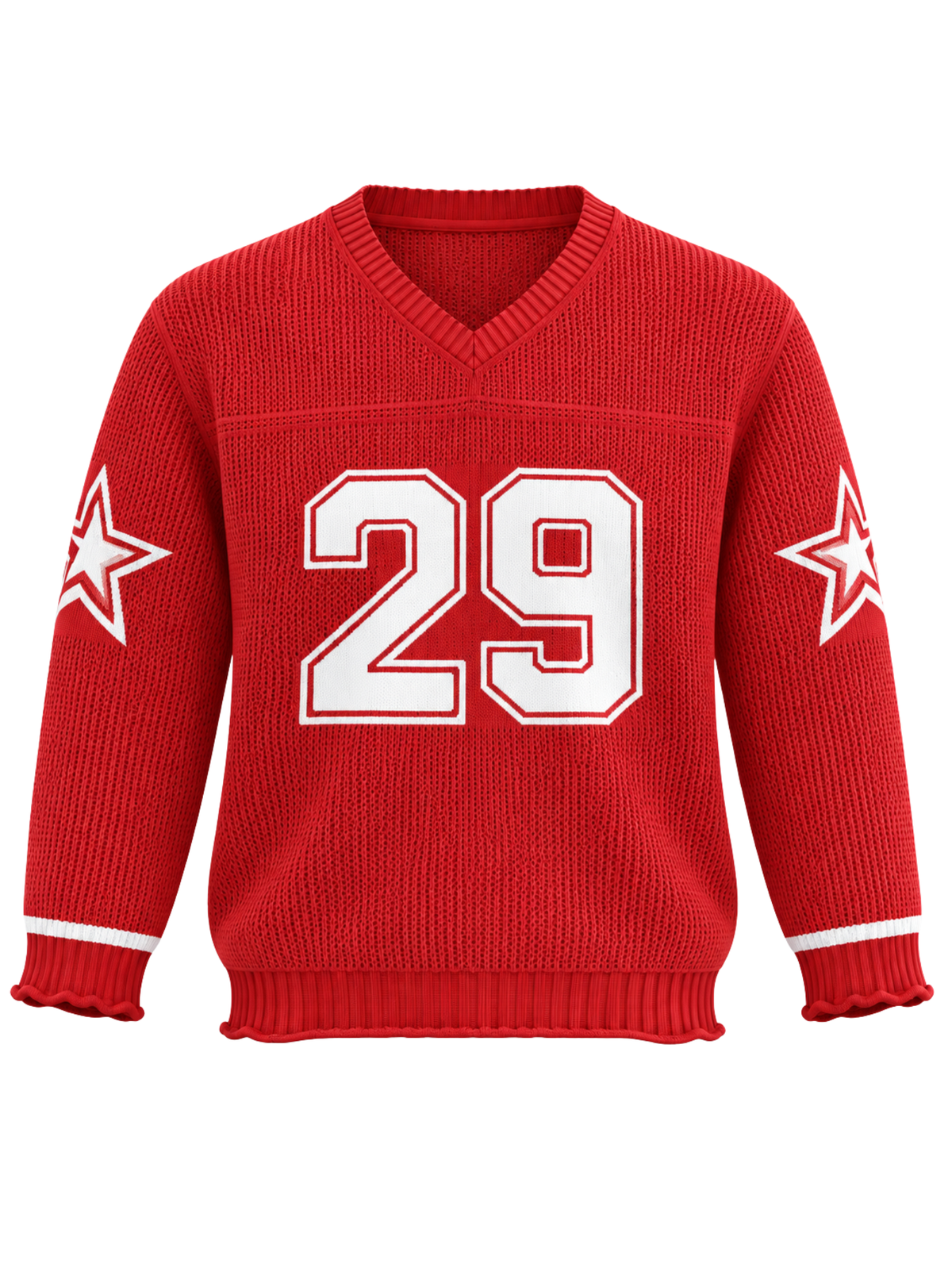 Crimson 29 Star Varsity Knit Sweater - Red by Cord Cult - front view