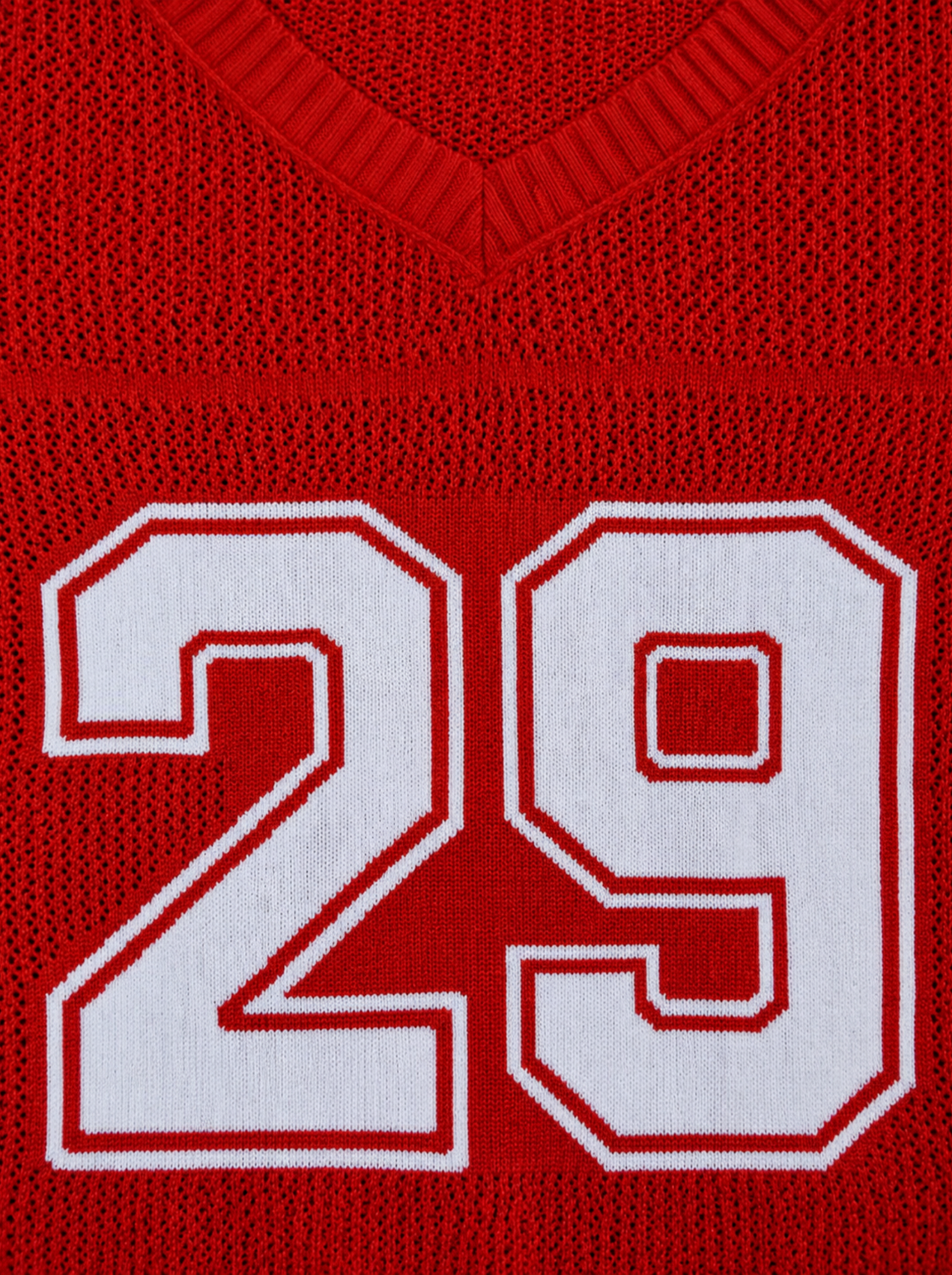 Crimson 29 Star Varsity Knit Sweater - Red by Cord Cult - knit detail view