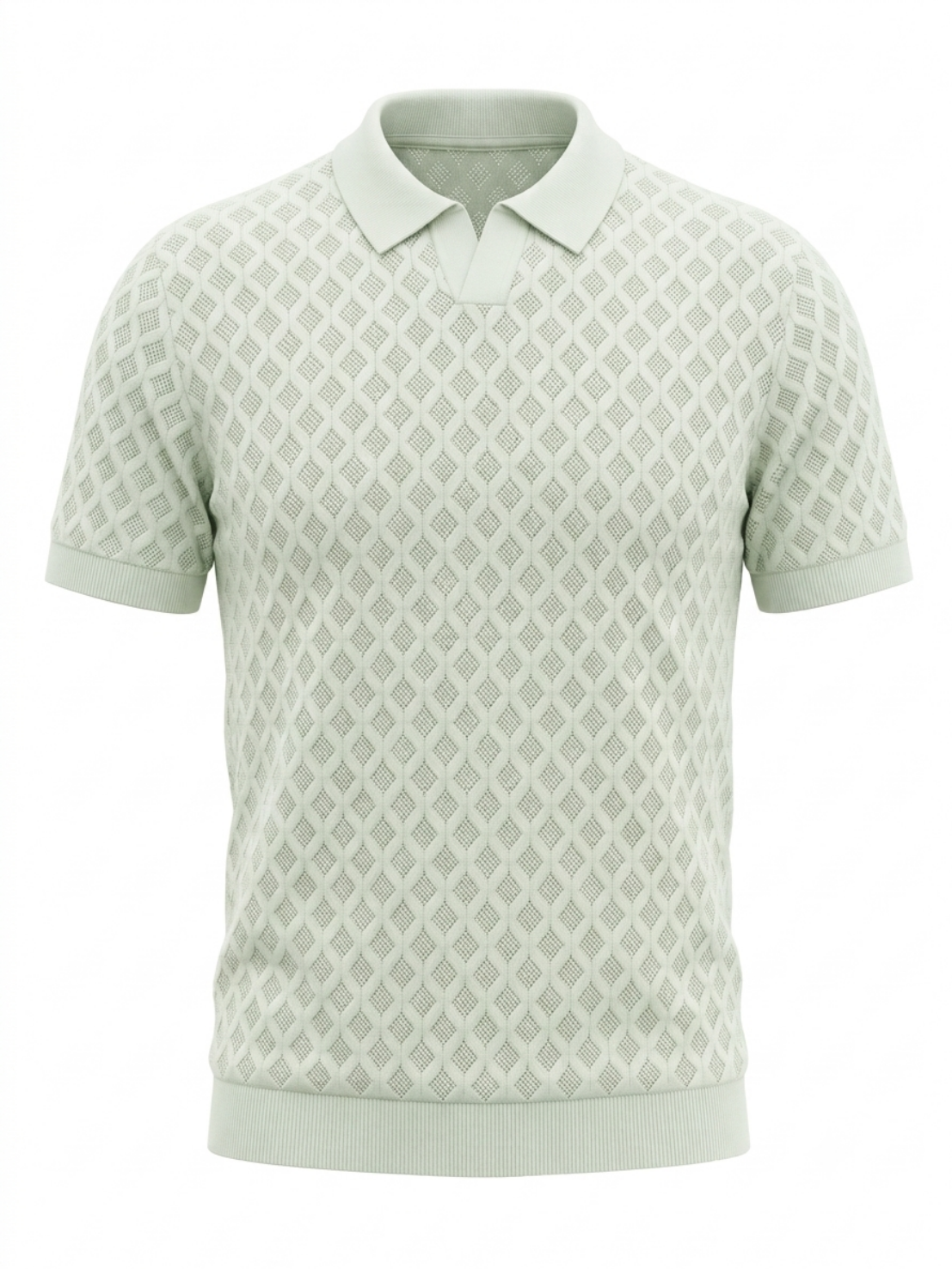 Mintfield Diamond Knit Polo - Pastel Green by Cord Cult - front view