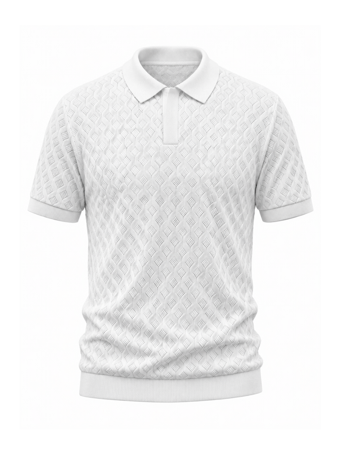 White Ice Diamond Knit Polo - White by Cord Cult - front view