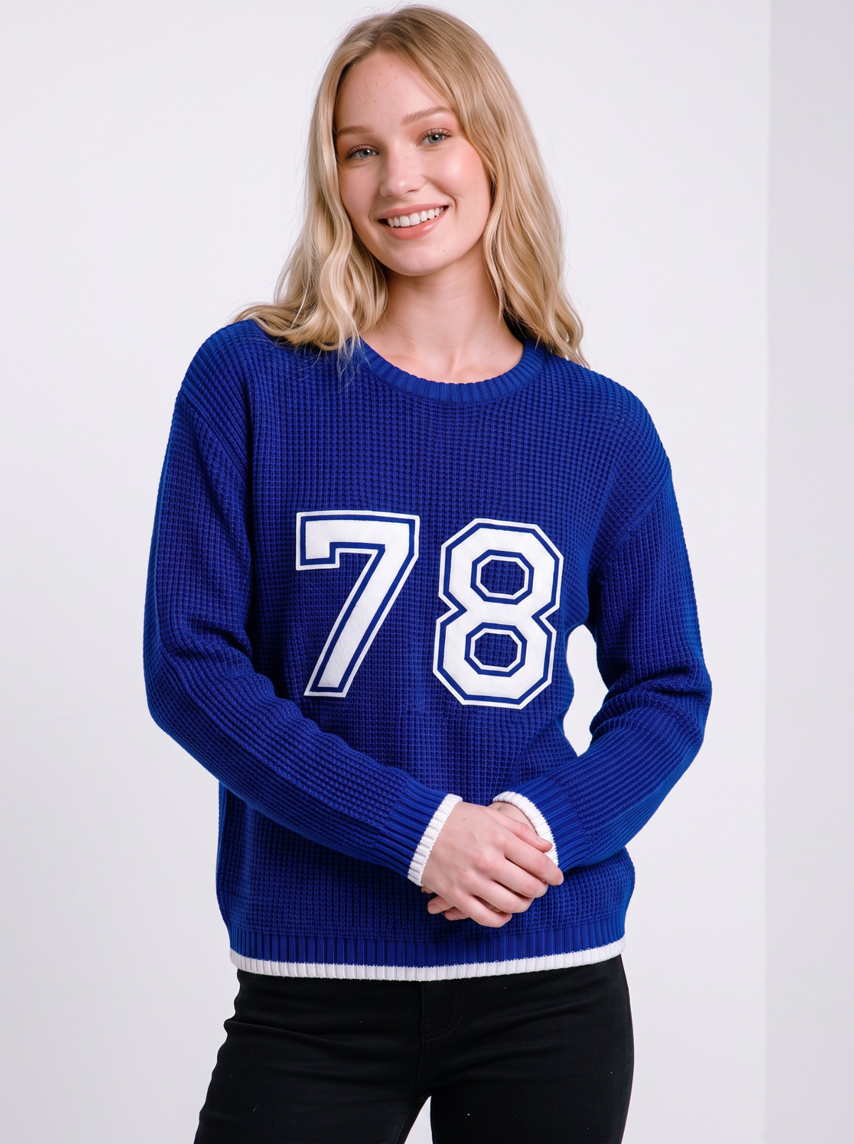 Electric 78 Collegiate Knit Sweater by Cord Cult - on-model view