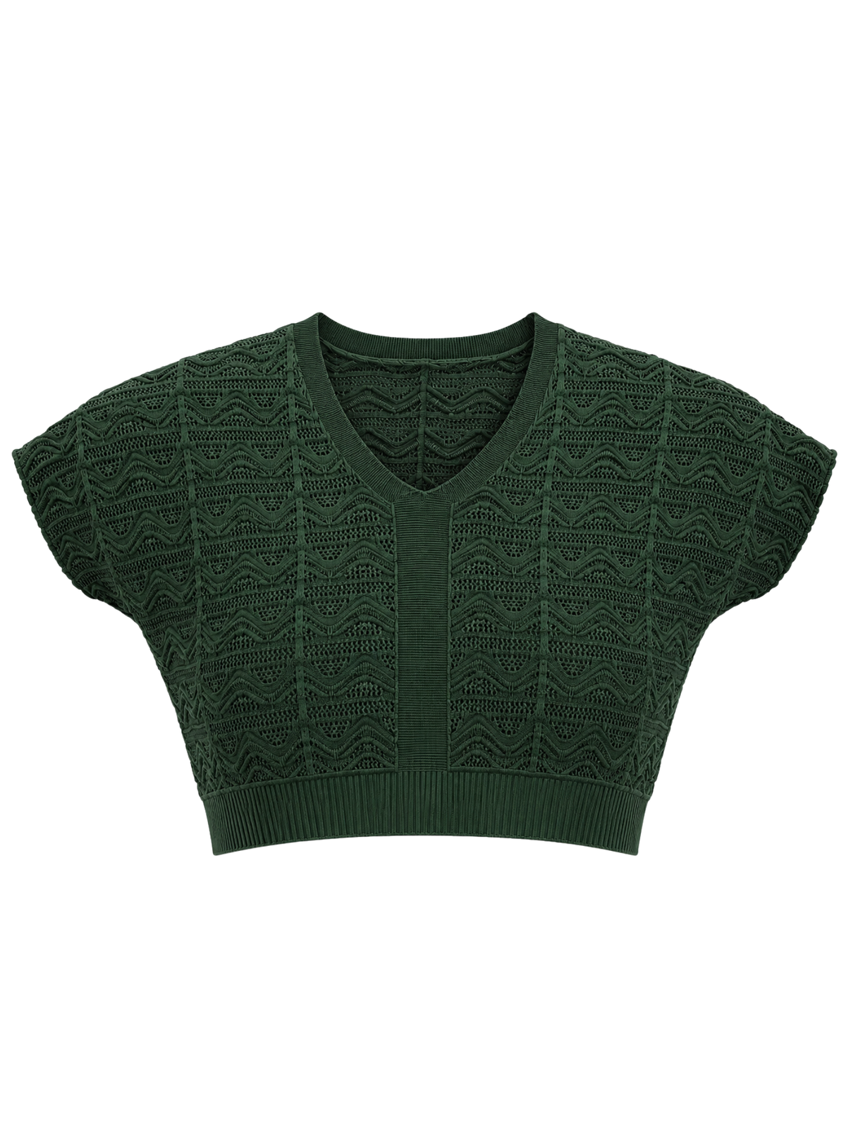Evergreen Arc V-Neck Knit Crop Top by Cord Cult - front view