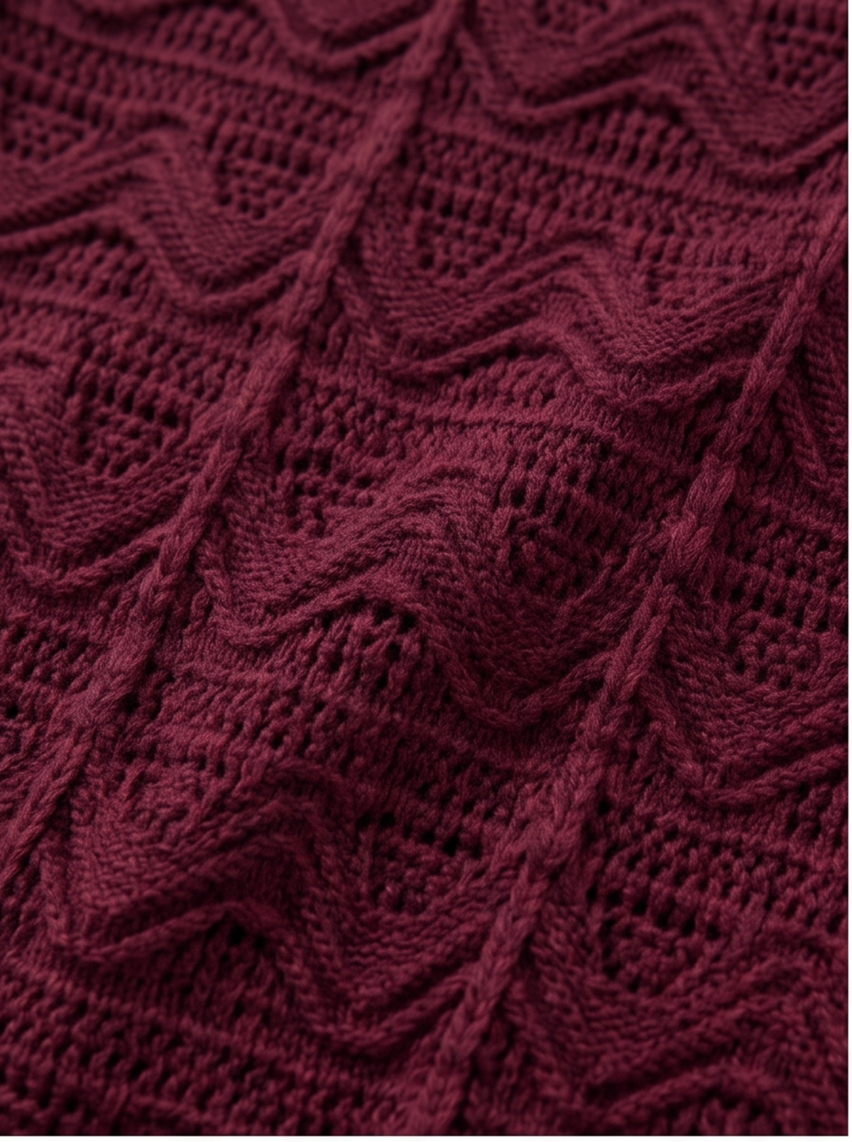 Merlot Wave V-Neck Knit Crop Top by Cord Cult - detail view