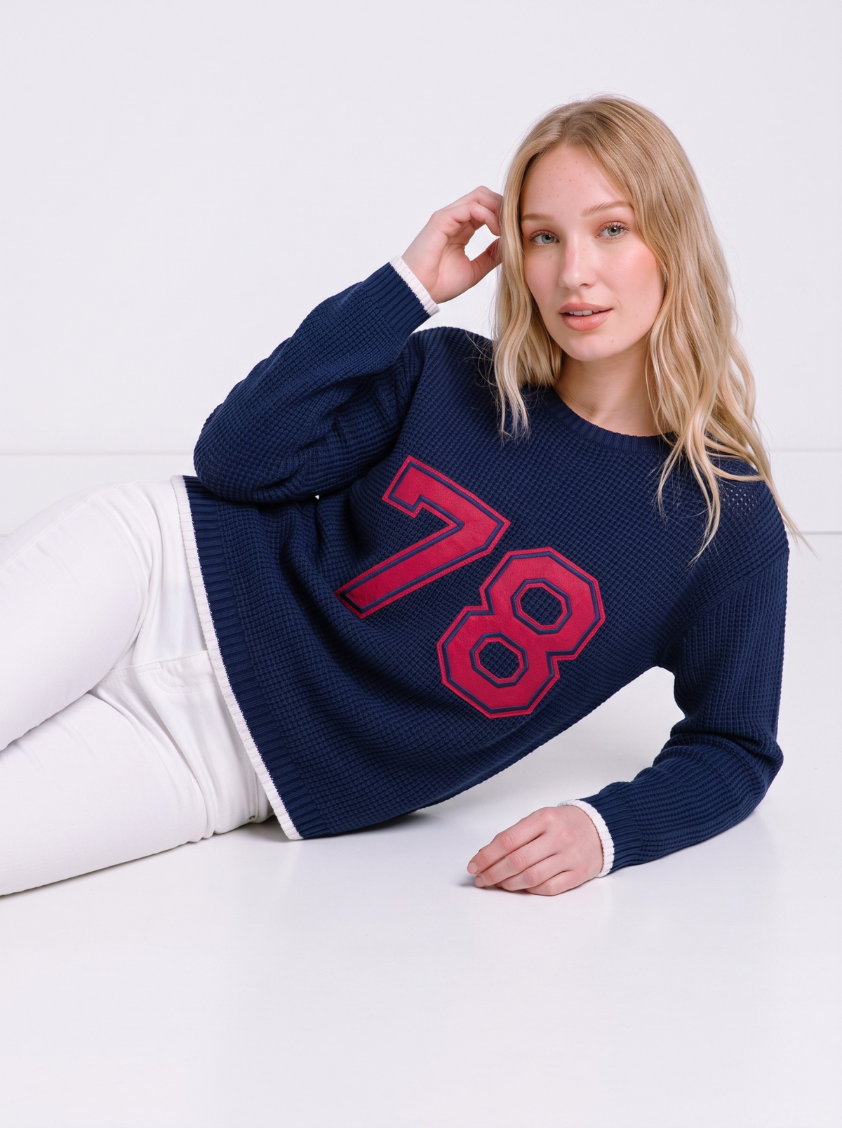 Midnight 78 Varsity Knit Sweater by Cord Cult - styled view