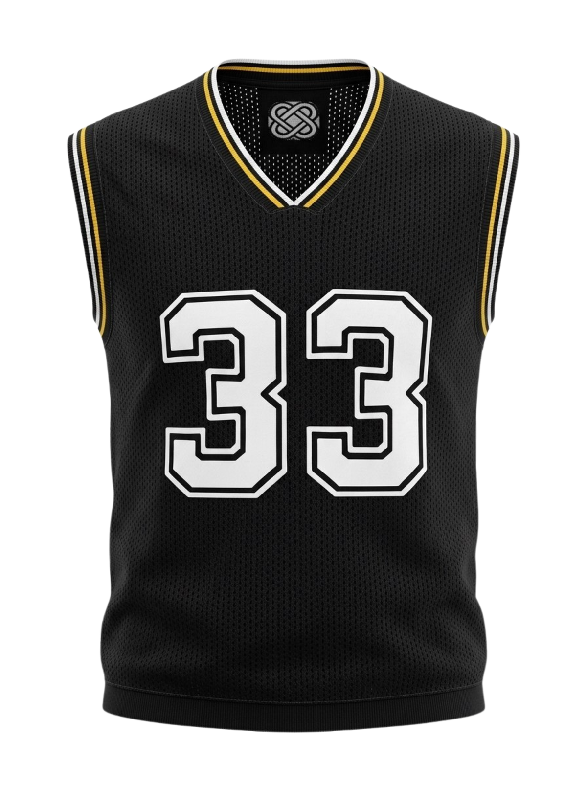 Nightcourt 33 Varsity V-Neck Mesh Vest - Black by Cord Cult - front view