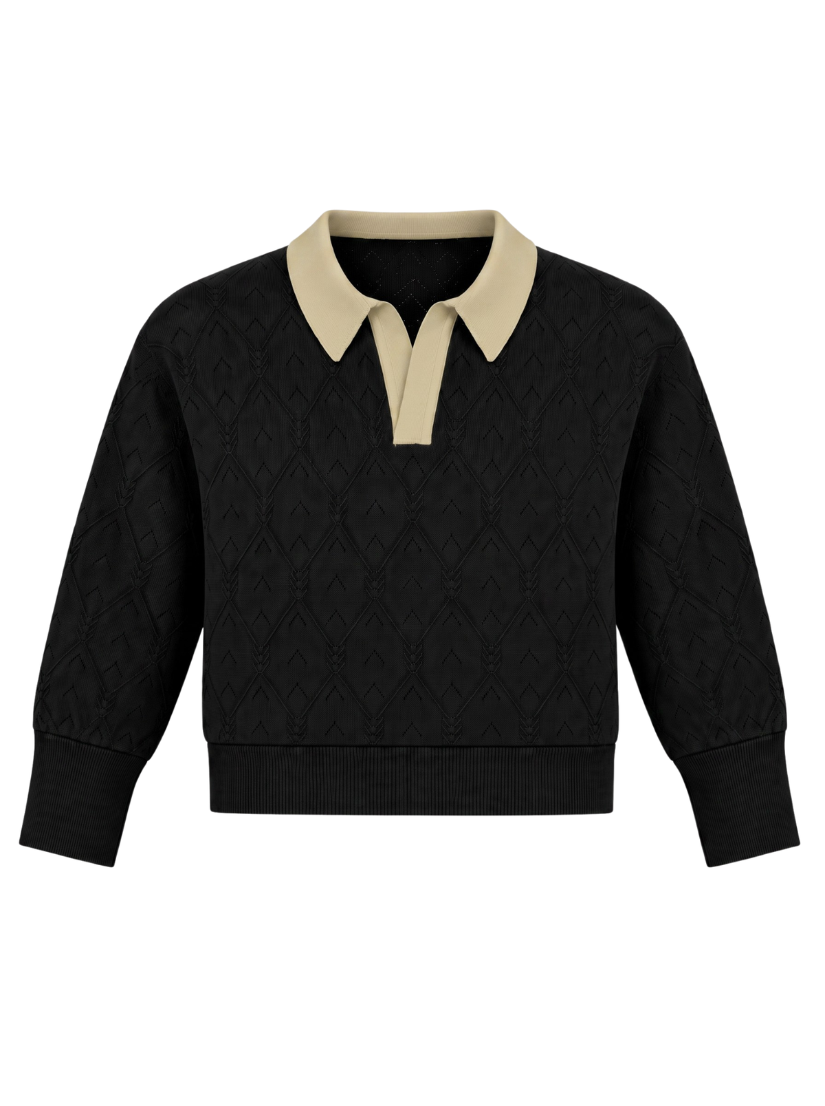 Noir Sand Contrast Collar Knit Pullover by Cord Cult - front view