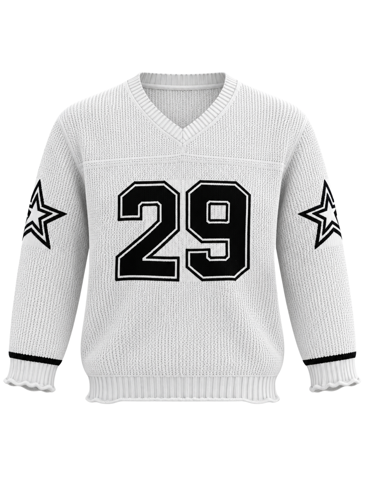 Northstar 29 V-Neck Varsity Knit Sweater - White by Cord Cult - front view
