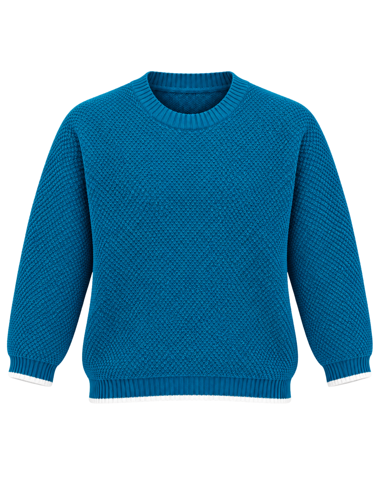 Ocean Grain Textured Crew Knit Sweater - Teal Blue by Cord Cult - front view