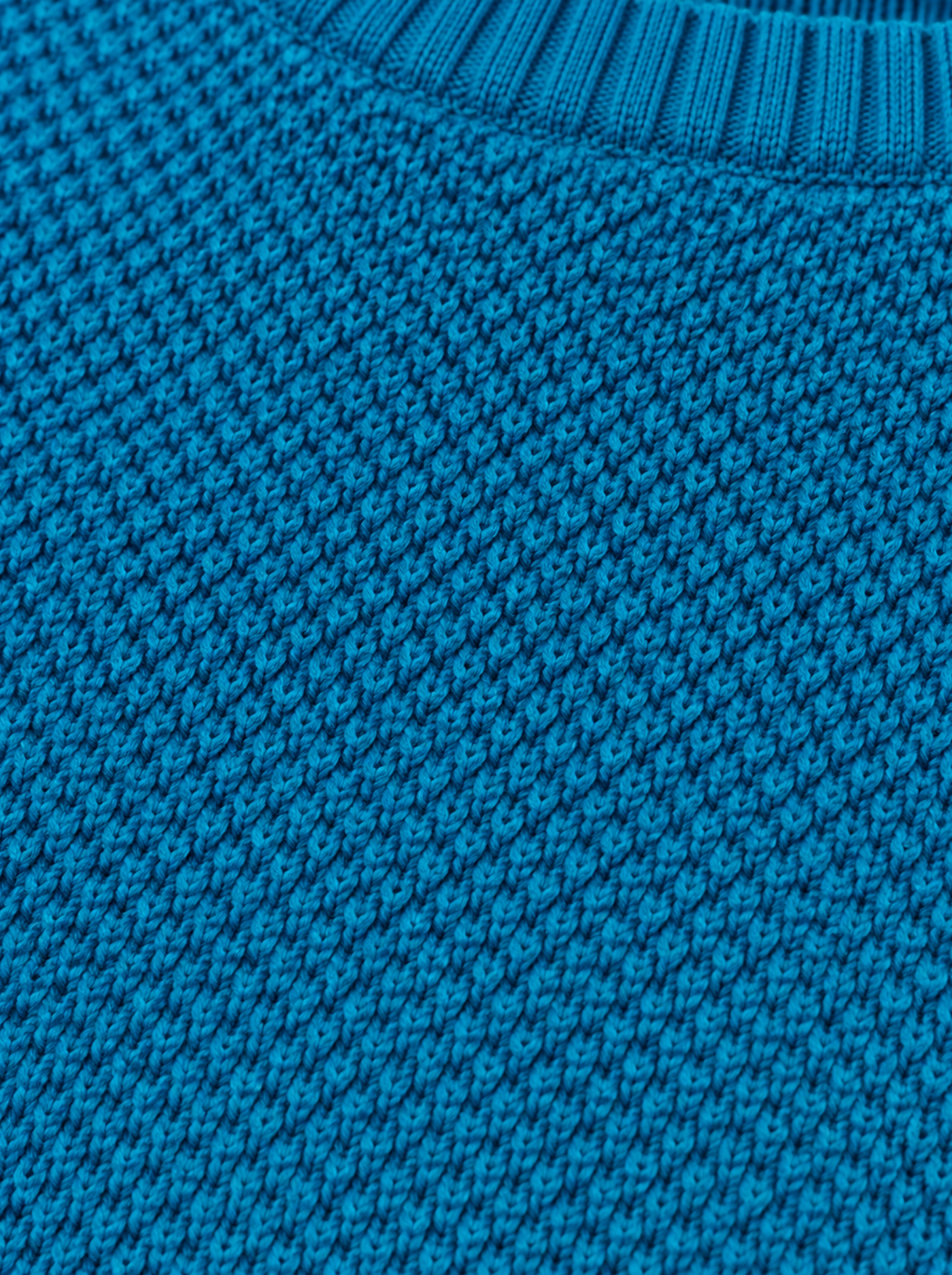 Ocean Grain Textured Crew Knit Sweater - Teal Blue by Cord Cult - knit detail view