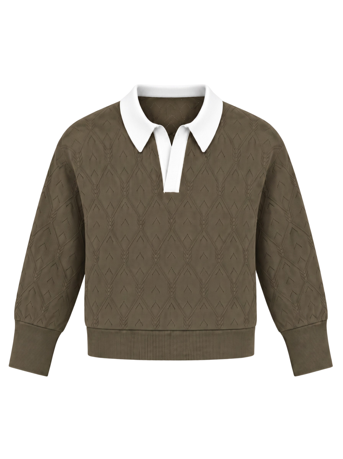 Olive Verse Point Collar Knit Pullover by Cord Cult - front view