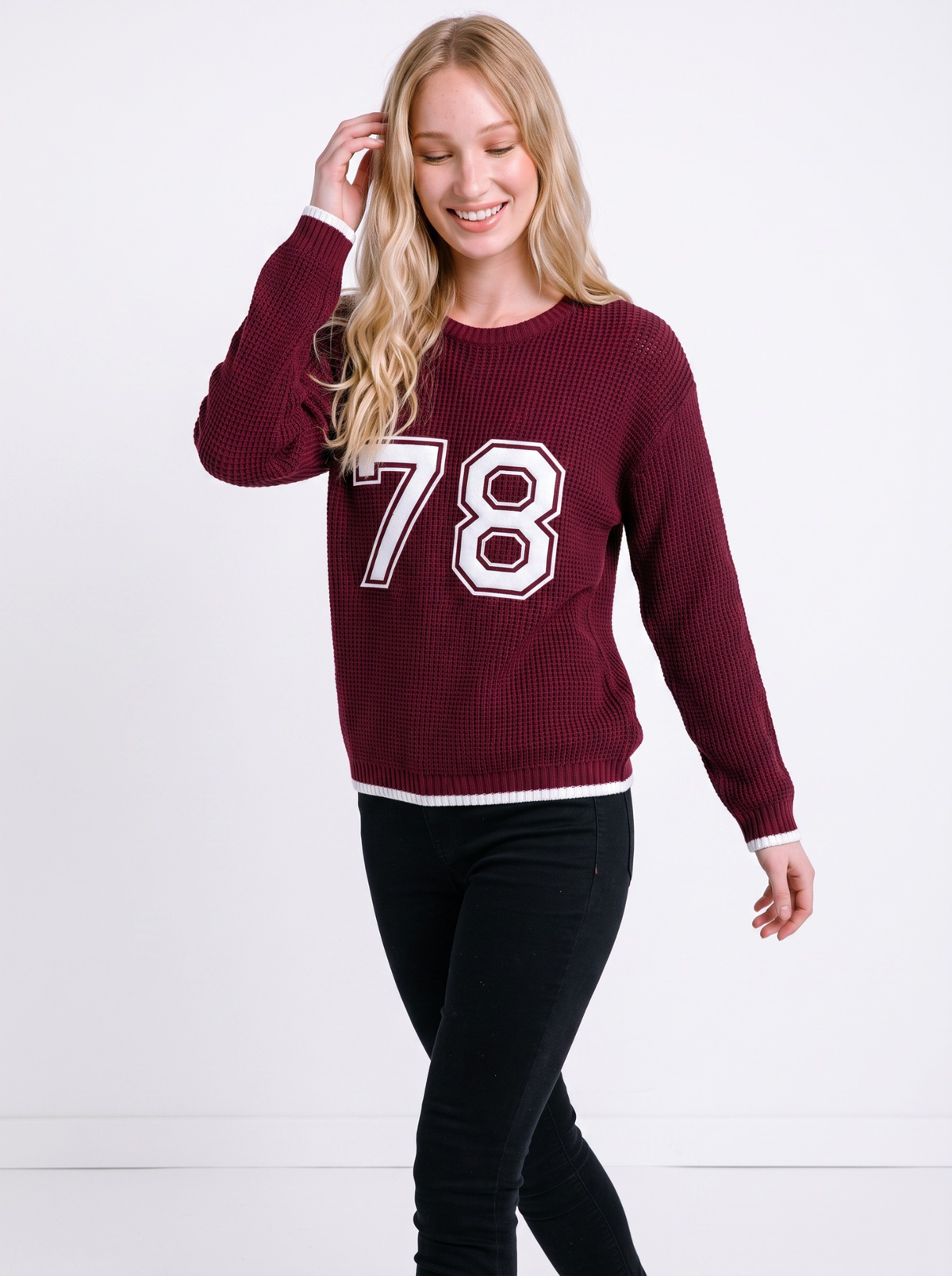 Oxblood 78 Campus Knit Sweater by Cord Cult - side view