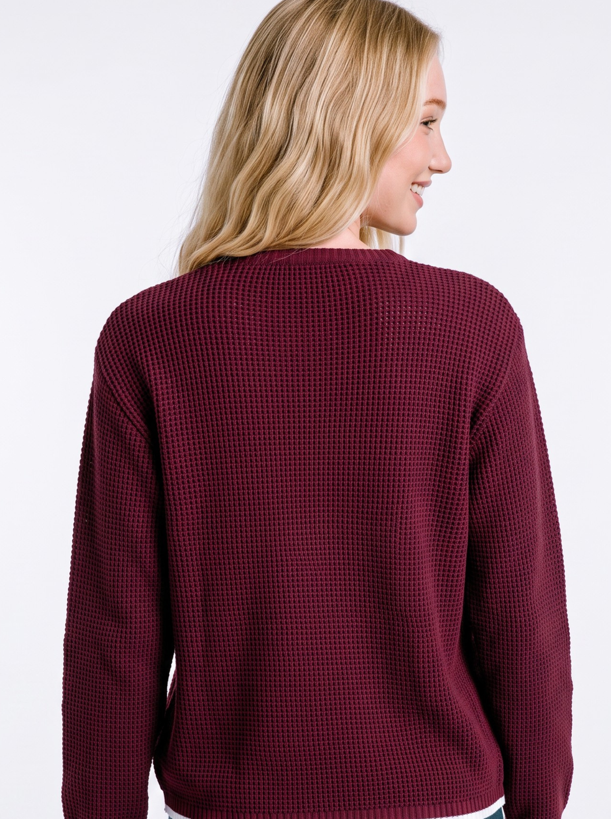 Oxblood 78 Campus Knit Sweater by Cord Cult - back view