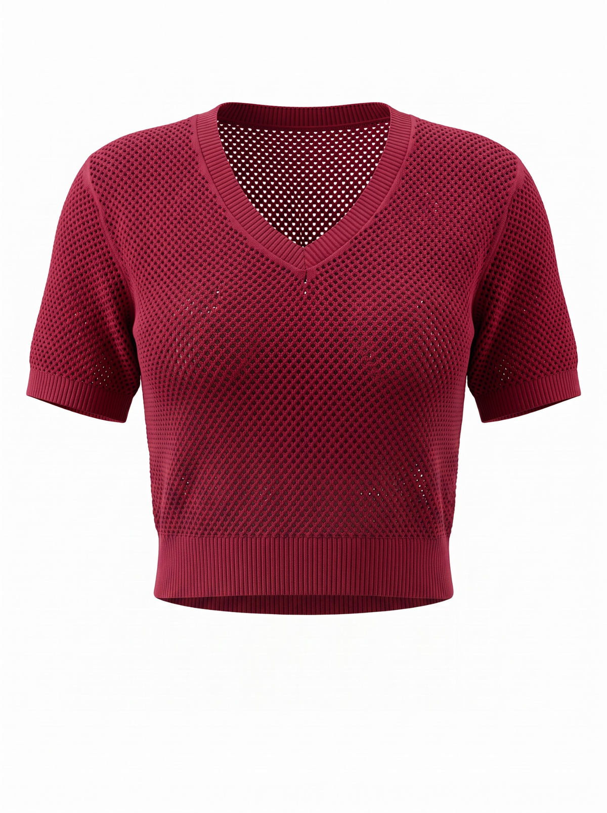 Rouge Open Stitch V-Neck Knit Top by Cord Cult - front view