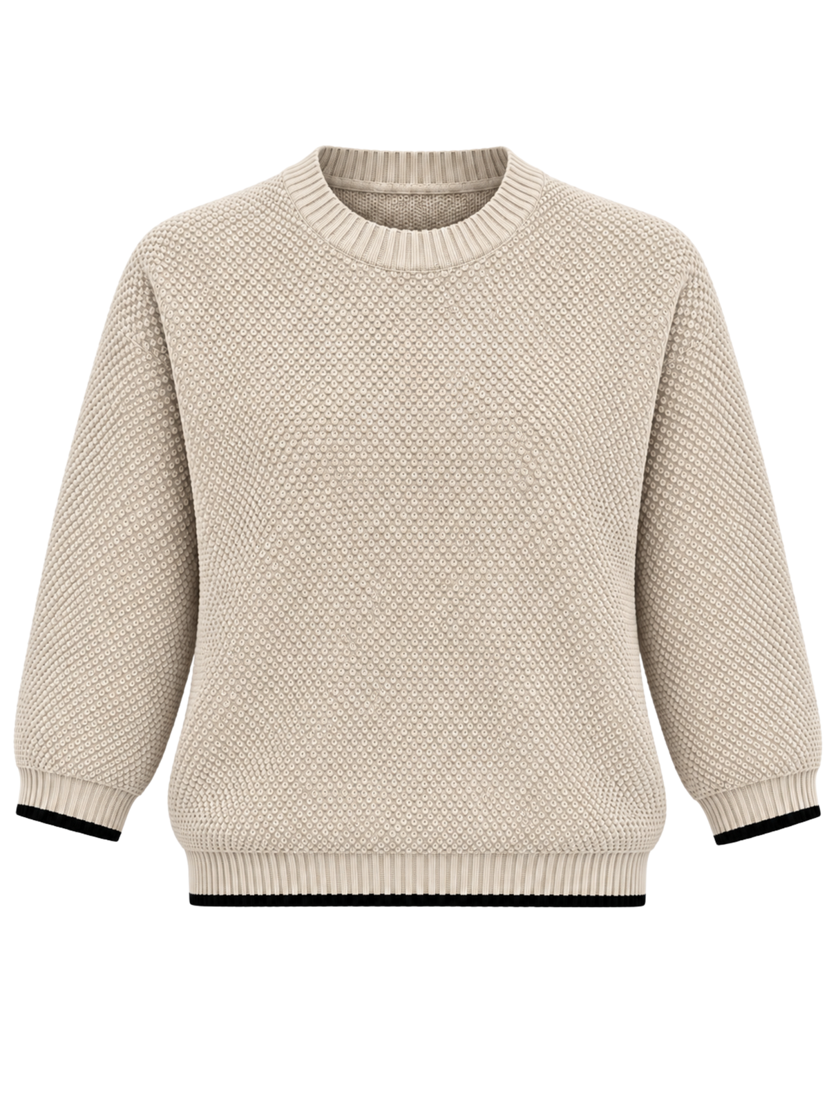 Sand Grain Contrast-Trim Knit Sweater - Beige by Cord Cult - front view