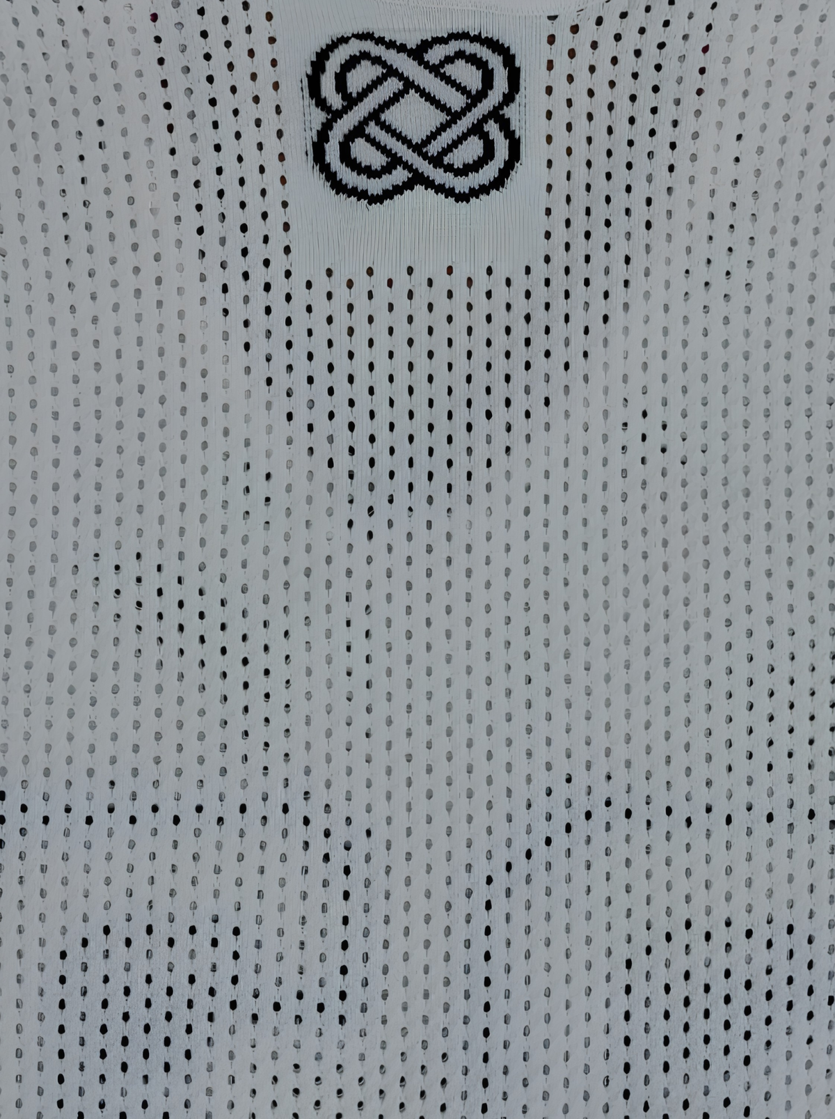 Scarlet 93 Varsity Mesh Crew Vest - White by Cord Cult - mesh detail view