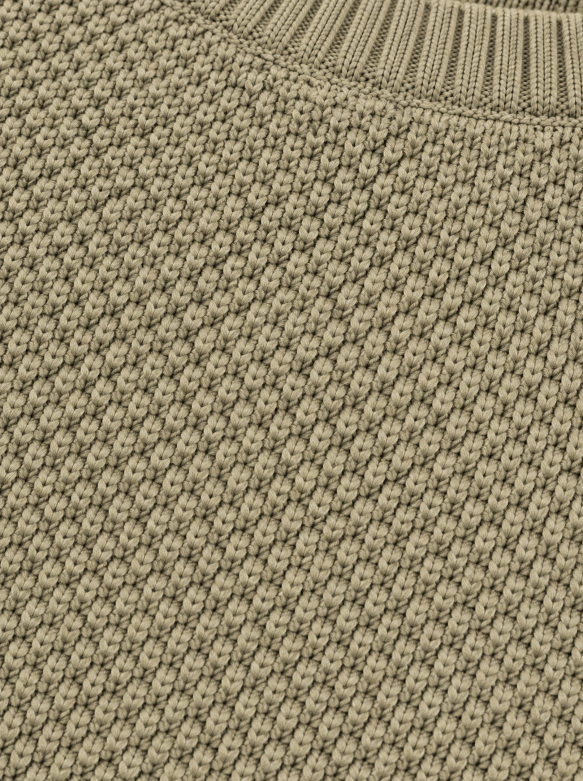Stone Olive Textured Crew Knit Sweater - Olive & Taupe by Cord Cult - knit detail view