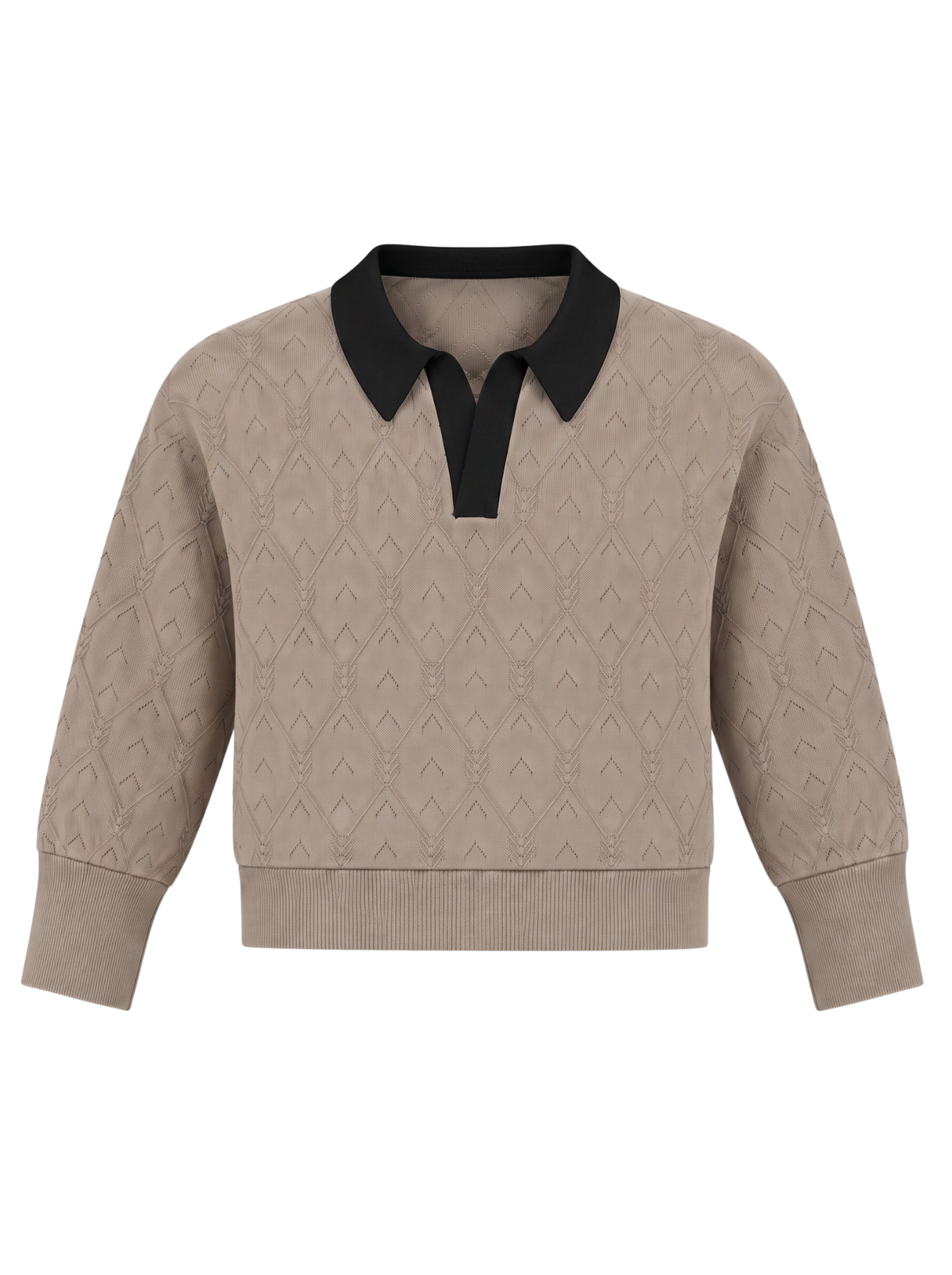 Taupe Noir Contrast Collar Knit Pullover by Cord Cult - front view